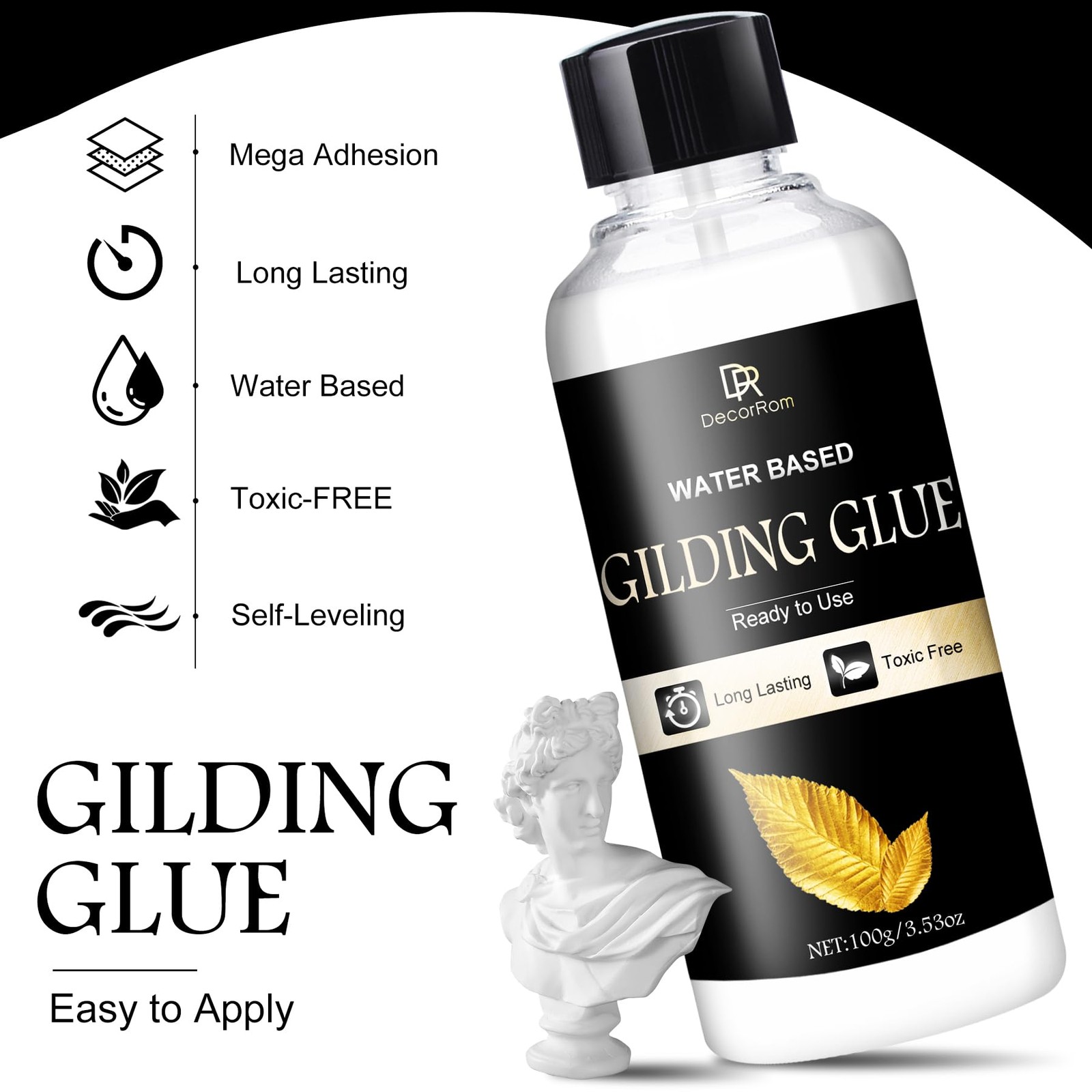 Gold Leaf Gilding Adhesive Kit – 2 x 3.5oz Water-Based Adhesive & Varnish wit…