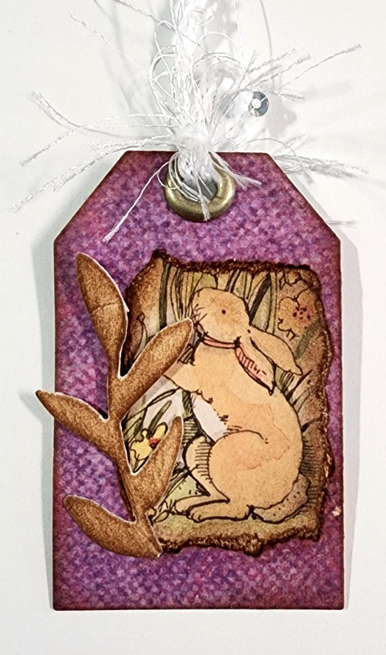 Easter Bunny Carrot Farm Tractor Tags Hidden Pocket OOAK #35 3D Handmade