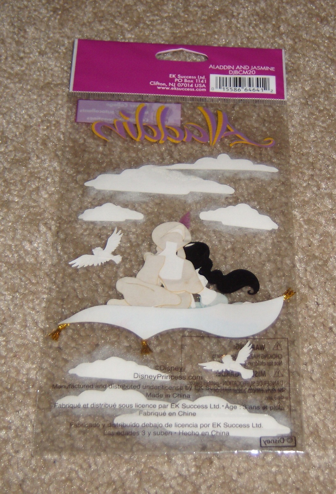 Disney EK Jolees Dimensional Sticker ~ Aladdin & Jasmine