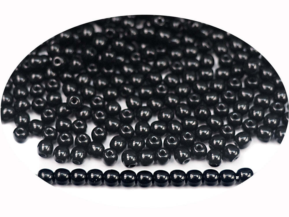 Czech Druk Round Smooth Glass Beads Jet black 3mm 4mm 6mm 8mm 10mm 12mm 14mm