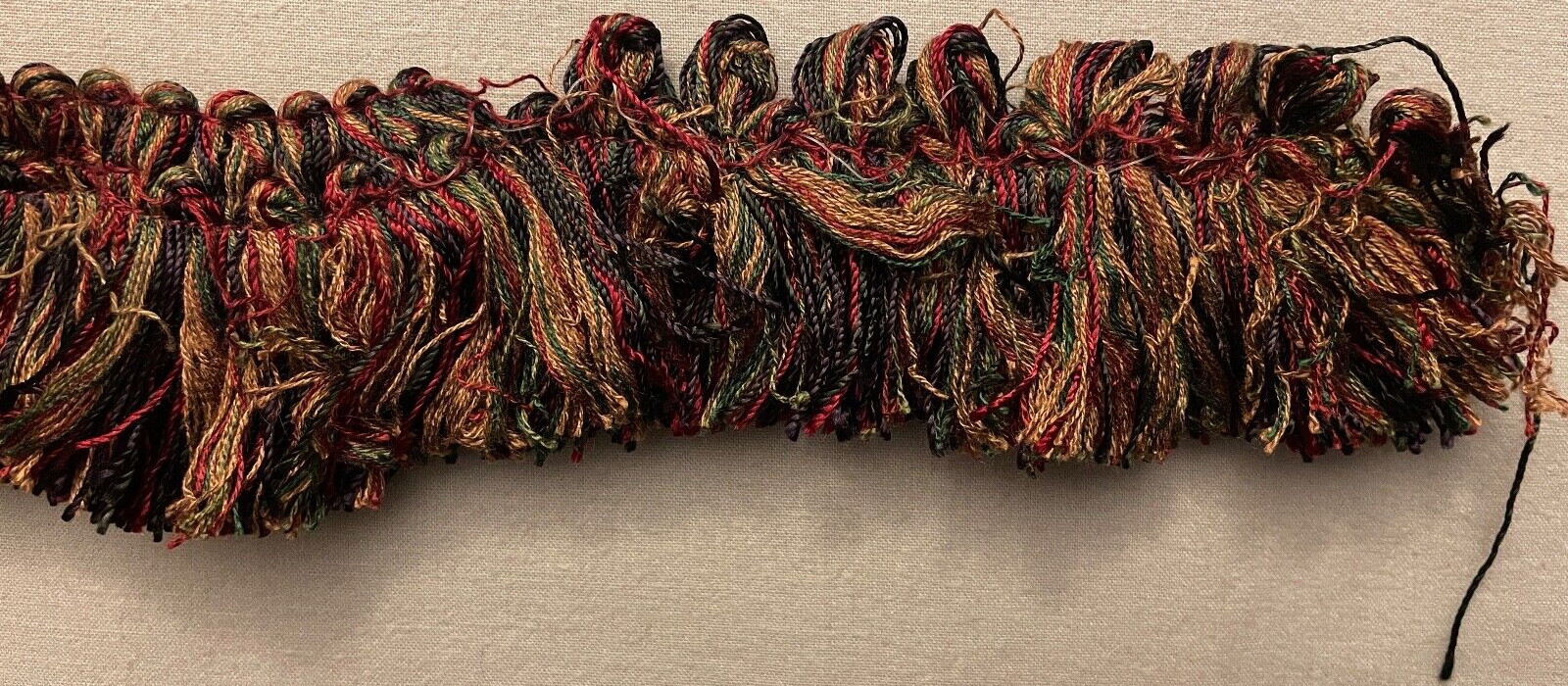 2-TONE FRINGE LOT, 2 pcs. YELLOW/MULTI 1¾” x 15″ (30″); 1¾” x 1 yd – Flaws – #50