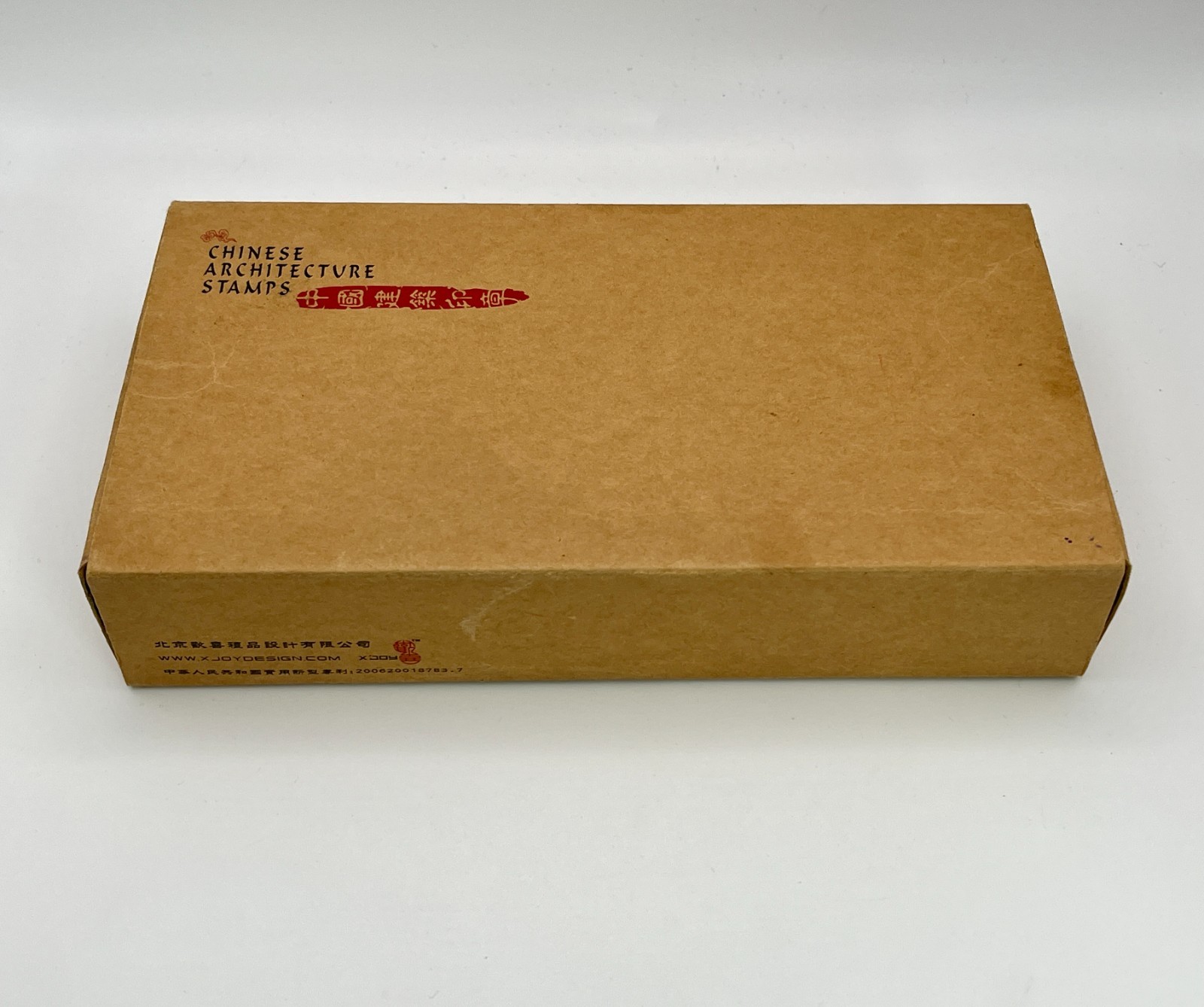 X JOY DESIGN Chinese Architecture Ink Stamps Wood Rubber Stamp Set Box Complete