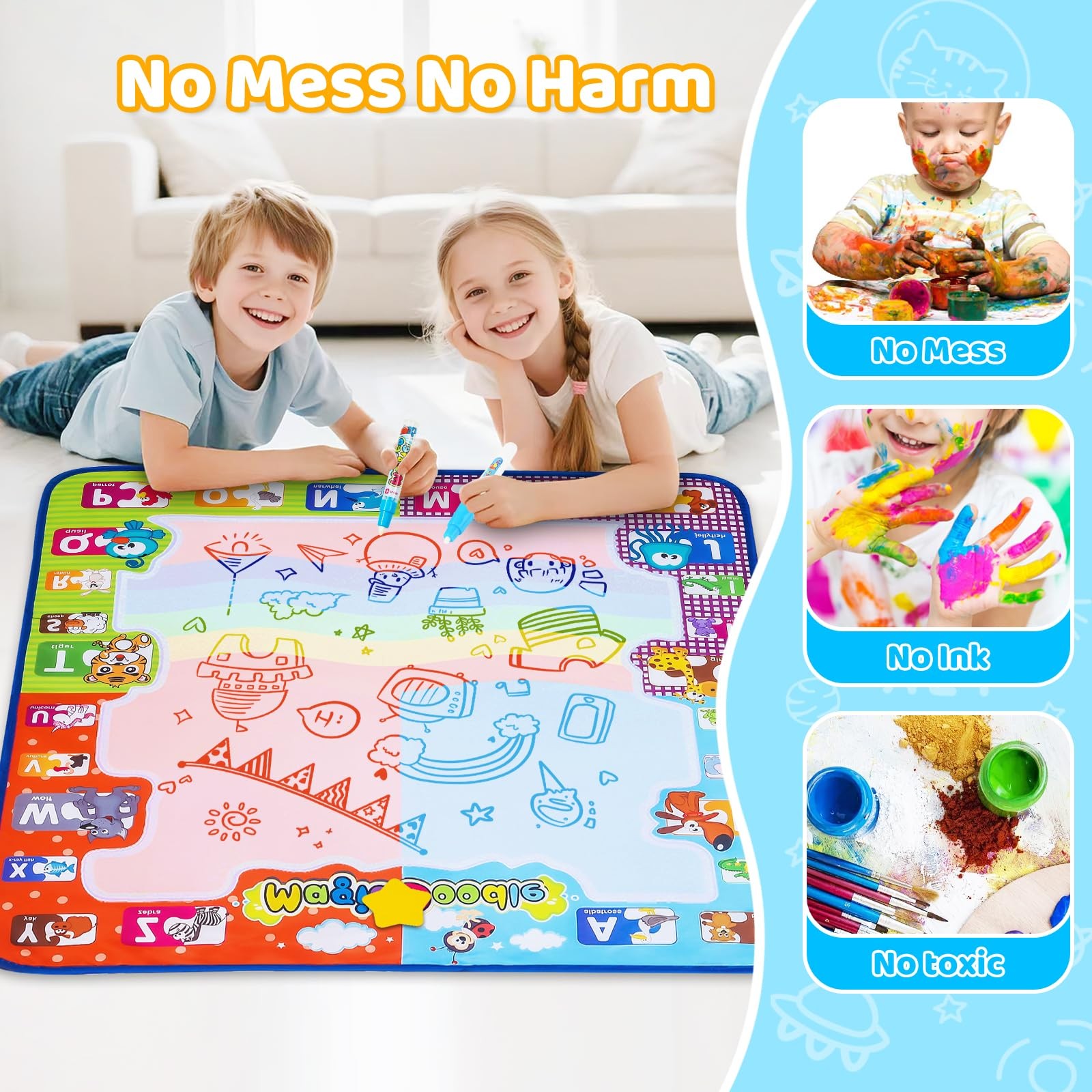 Kizzyea Toys For 2 3 4 5 6 Years Old Boys Girls Water Doodle Mat For Kids Large