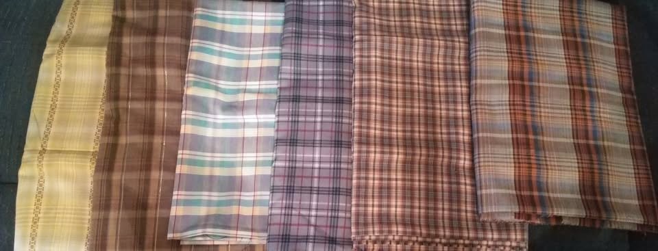 PLAID COTTON FABRIC LOT – YELLOW, BROWN, LAVENDER, RED, BLUE, WHITE & RUST