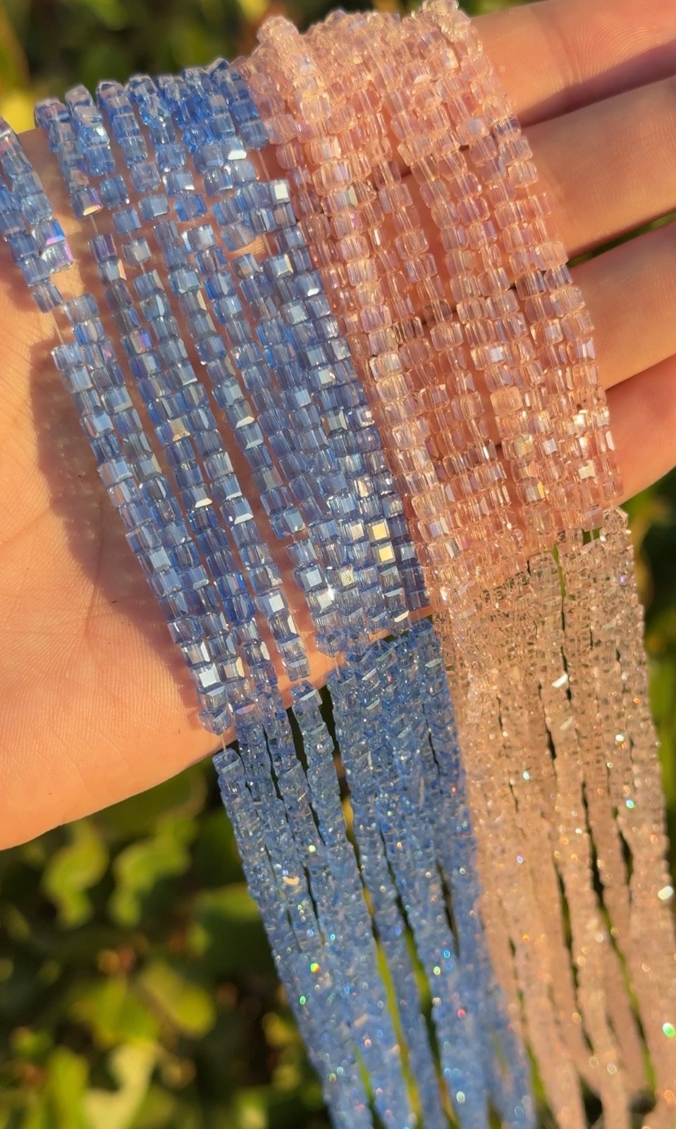 High Grade AB Glass Square Cube Beads 8mm 6mm 5mm 3mm 95 Beads per Strand