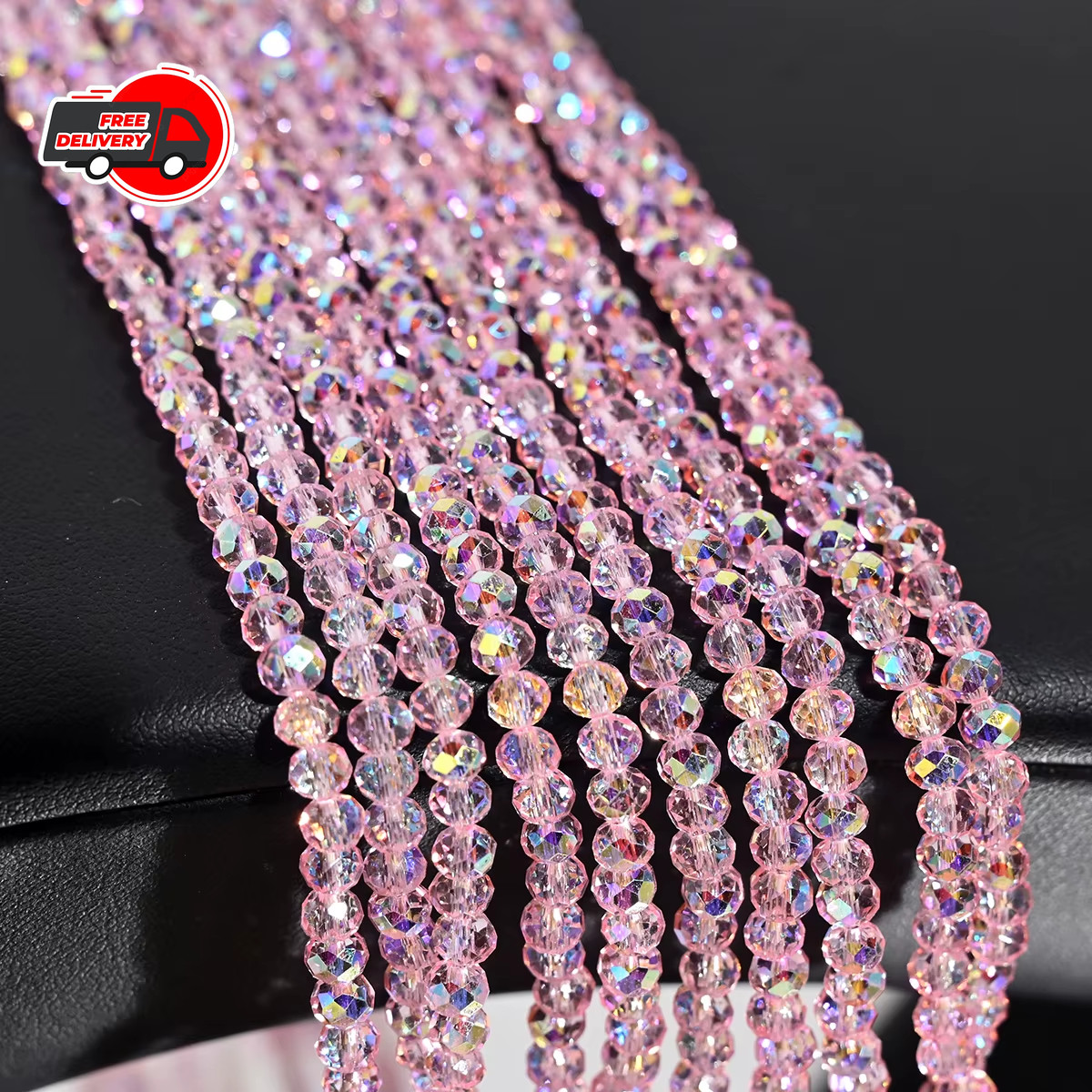 110Pcs 4MM Artificial Crystal Glass Beads Flat Round Clear Faceted Loose Spacer