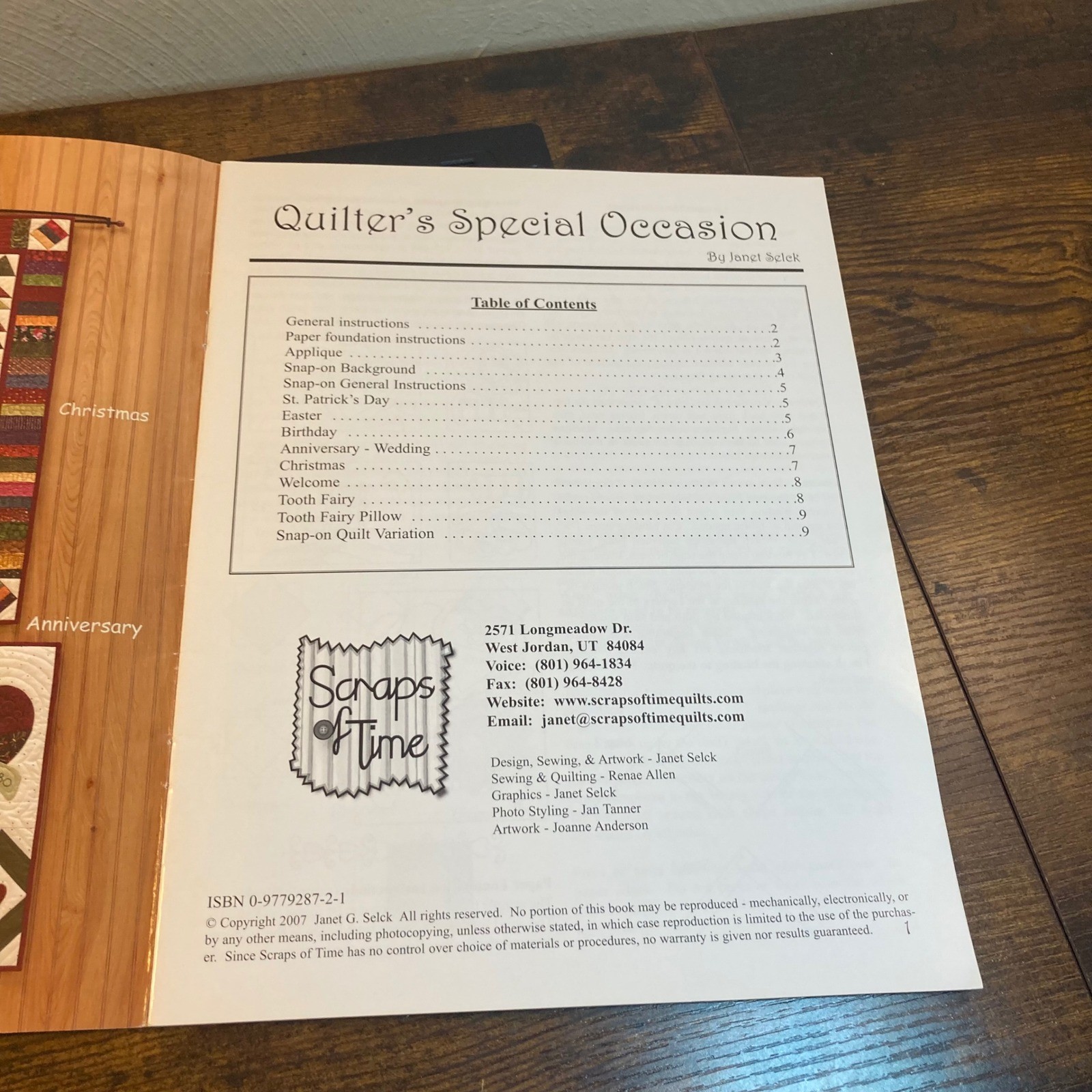 Quilters Special Occasion Janet Selck Scraps of Time Quilt Pattern Book bk209