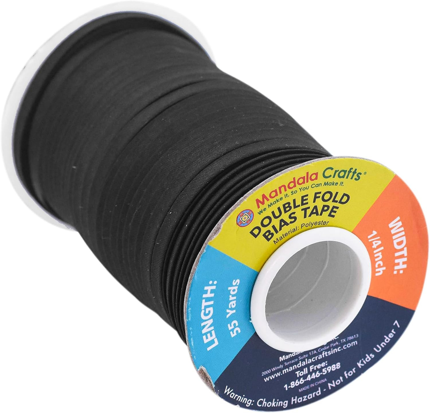 55 Yards 1/4 Inch Black Double Fold Bias Tape for Sewing – Bias Binding Tape for