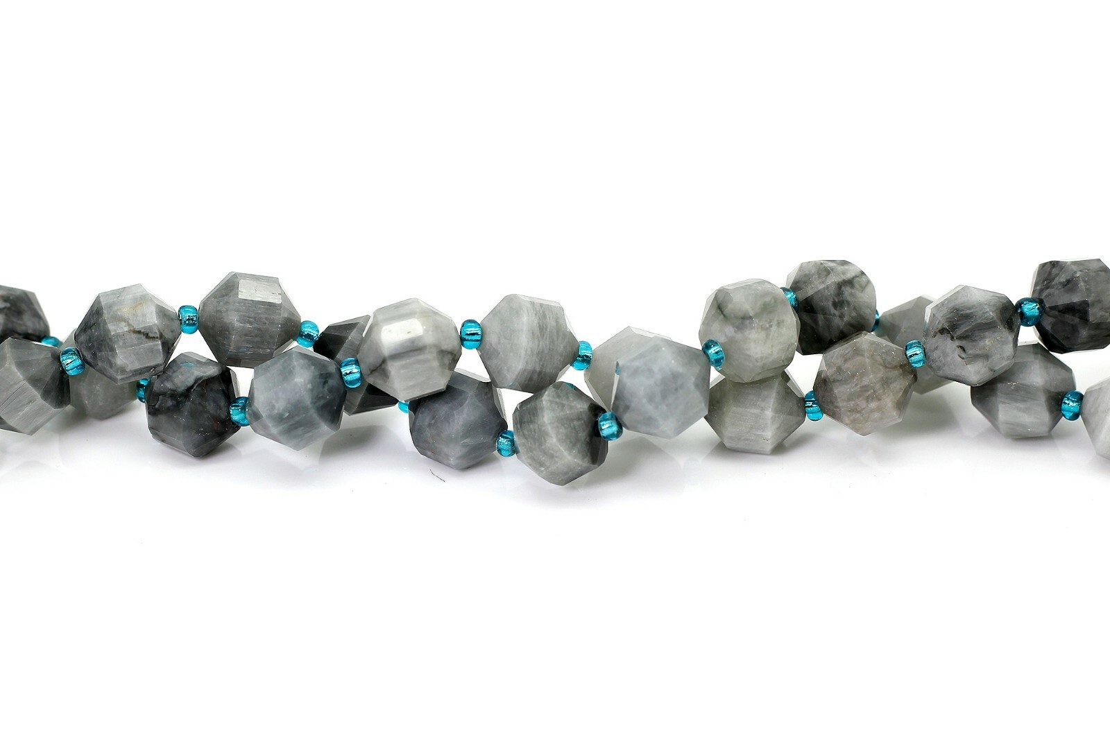 Natural Labradorite Gray Faceted Round Double Terminated Points Gemstone Beads