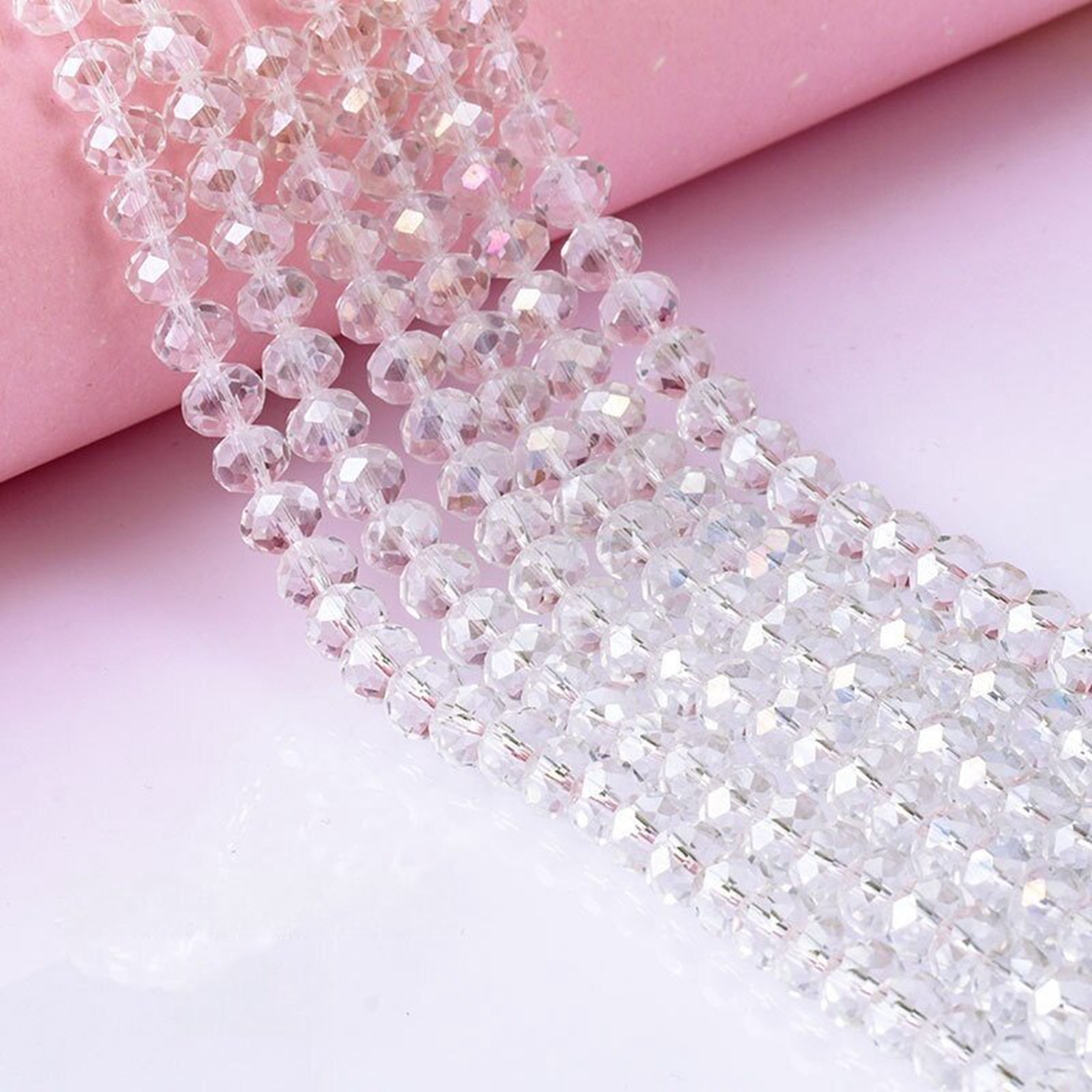 64pcs 8X10mm Faceted Rondelle Crystal Glass Loose Spacer Beads Jewelry Making