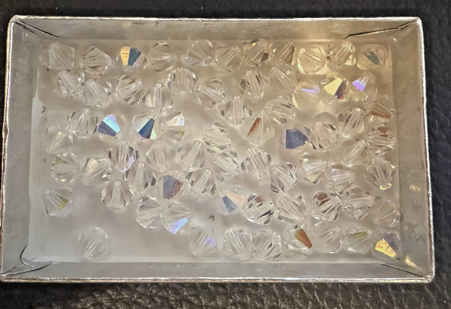 Authentic Swarovski Aurora Borealis Facetted Crystal Bicone Bead Lot – 69 Beads