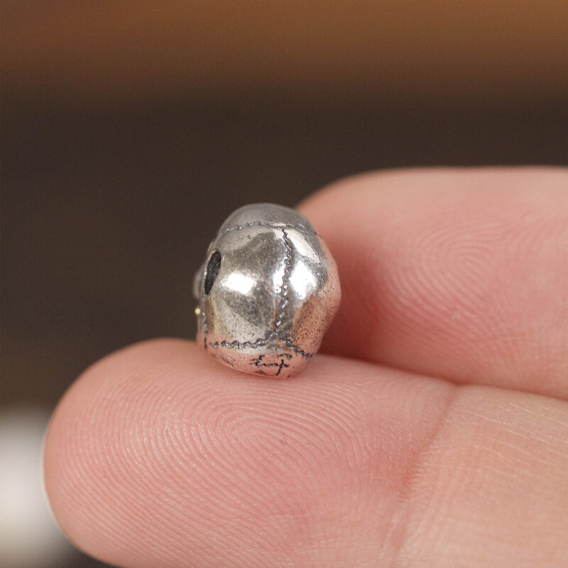 925 Sterling Silver Movable Jaw Skull Head Pendant Diy Skull Bead Necklace Charm