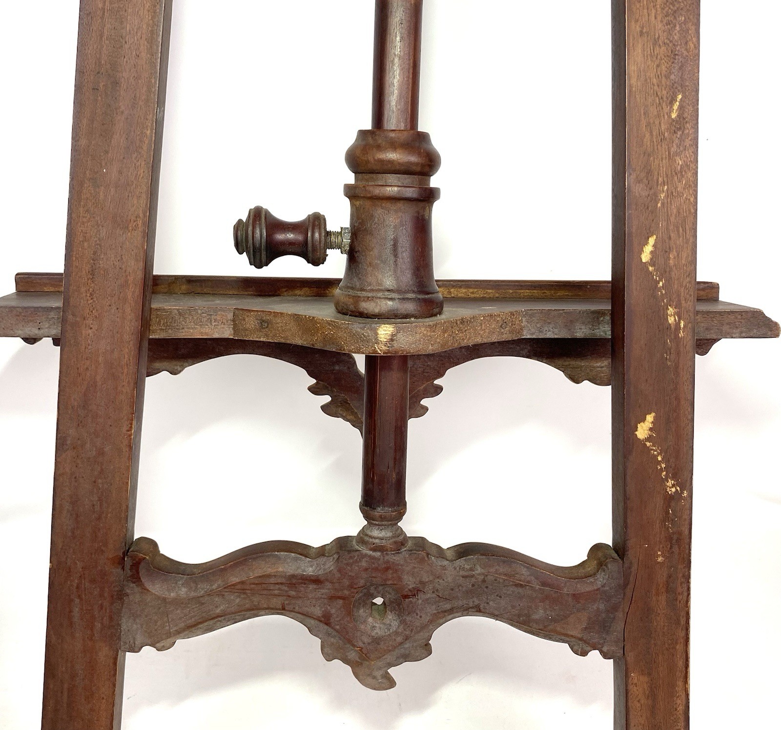 Vintage Hand-Carved 39″ Mahogany Baroque Revival Display Floor Easel Stand