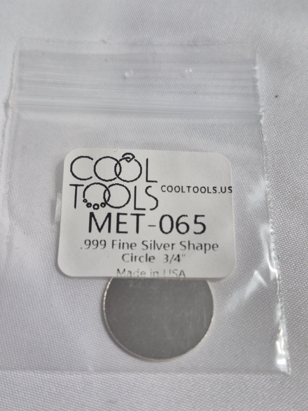 Cool Tools .999 Fine Silver Shape – Circle 3/4 USA 4G