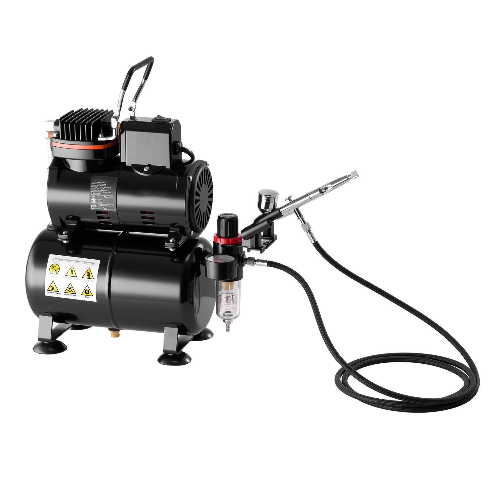 Uimoso Airbrush Kit with Compressor, Tank, Single Airbrush, and 3 Nozzles
