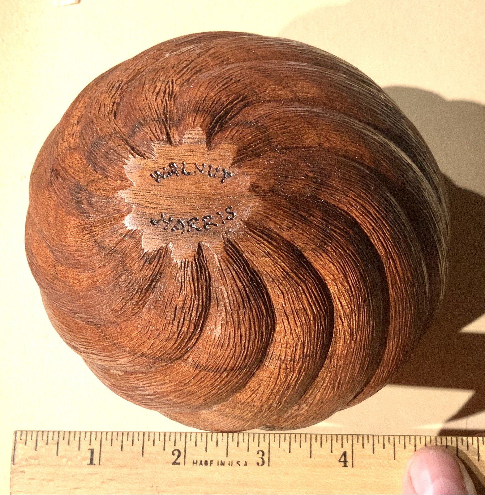 Turned Sculpted Wood Art Vase Vessel Marked Harris Walnut John Jordan Style