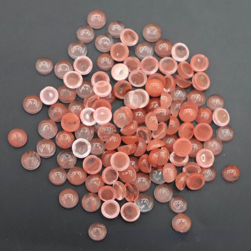 100pcs 10mm Round CAB CABOCHON Artificial Cherry Quartz Stone Beads No Holes