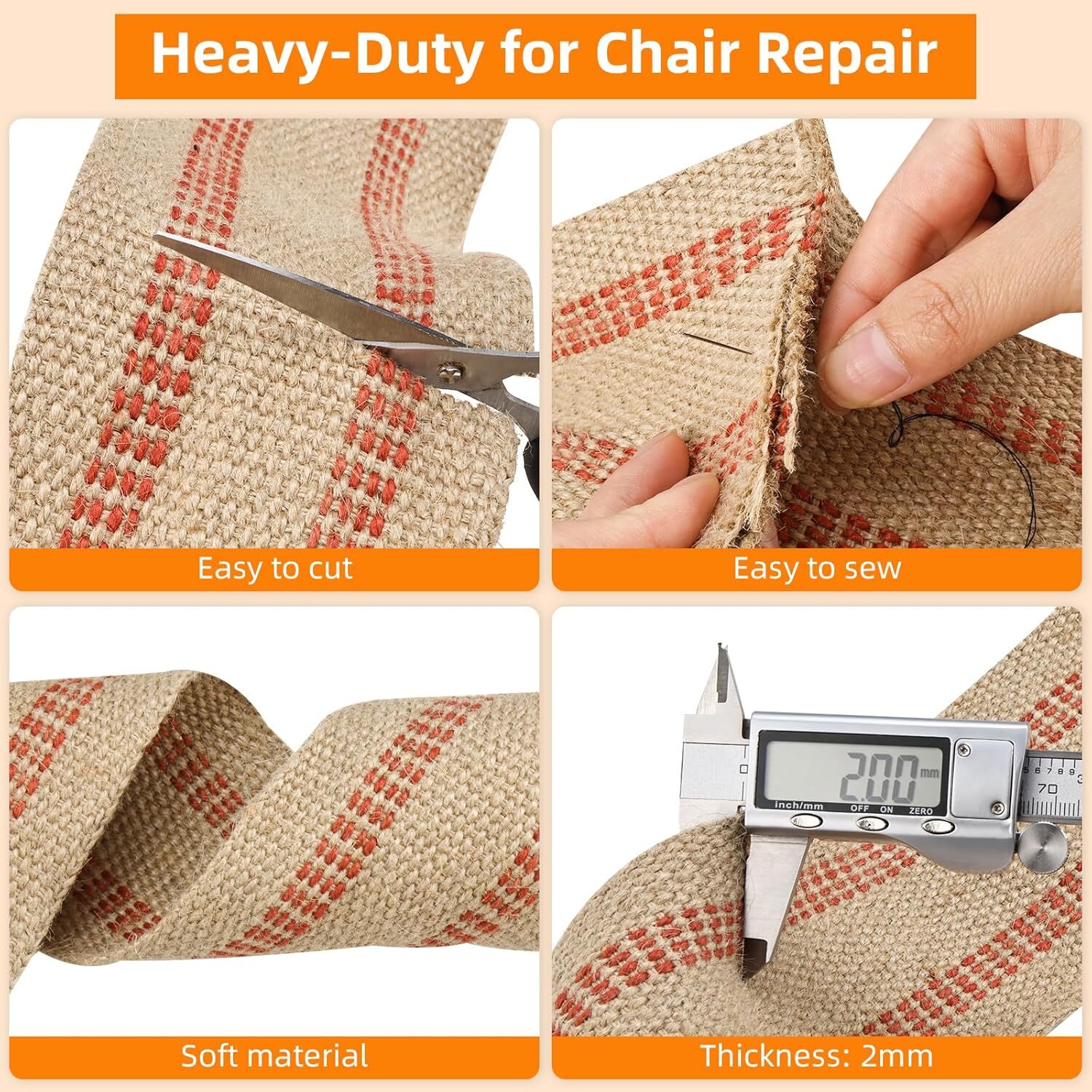 Craft Jute Webbing Tape 3.5″ x 10 Yd Heavy Duty for Chair Repair Upholstery