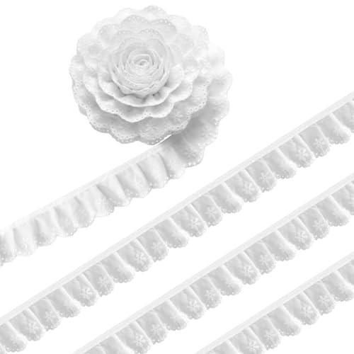 White Cotton Ruffled Eyelet Trim 10 Yards for Sewing Crafts Bridal Decor