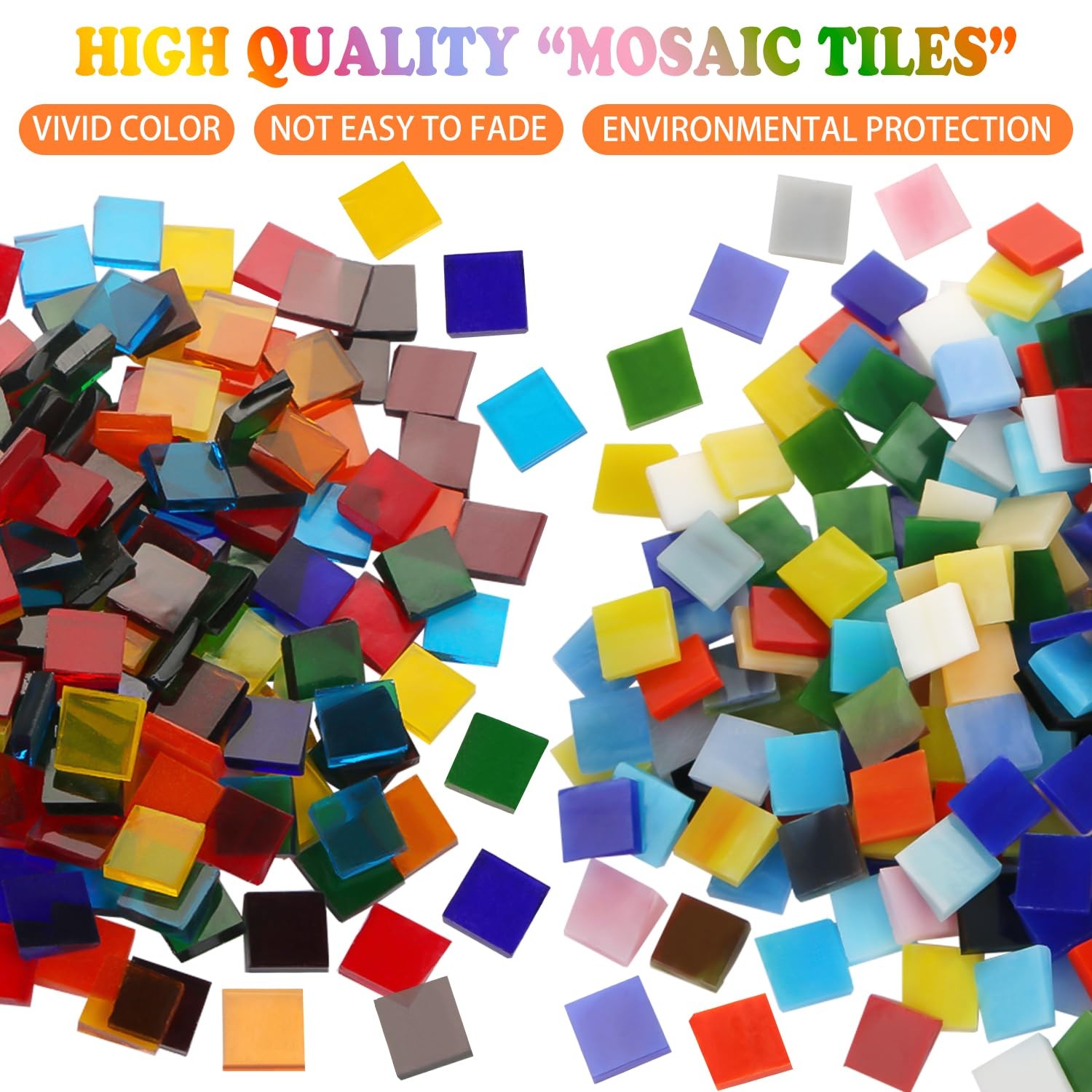 Aunifun 800Pcs Mixed Color Mosaic Tiles, Stained 1 cm x 1 cm, Multicolor