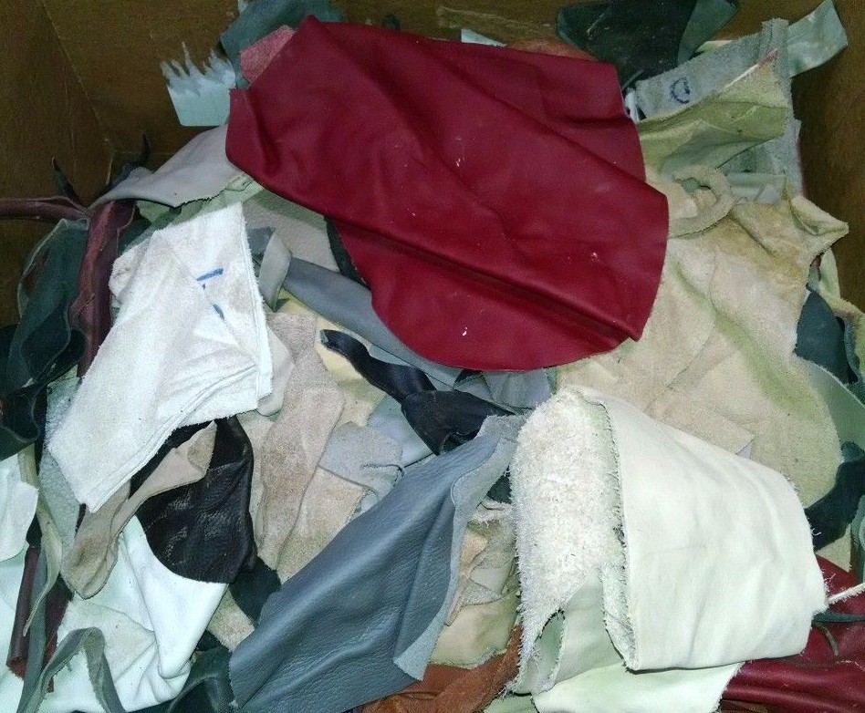 5 lbs of Bulk Scrap Leather Trimmings 1 to 4 oz Cowhide Remnants Color Craft Mix