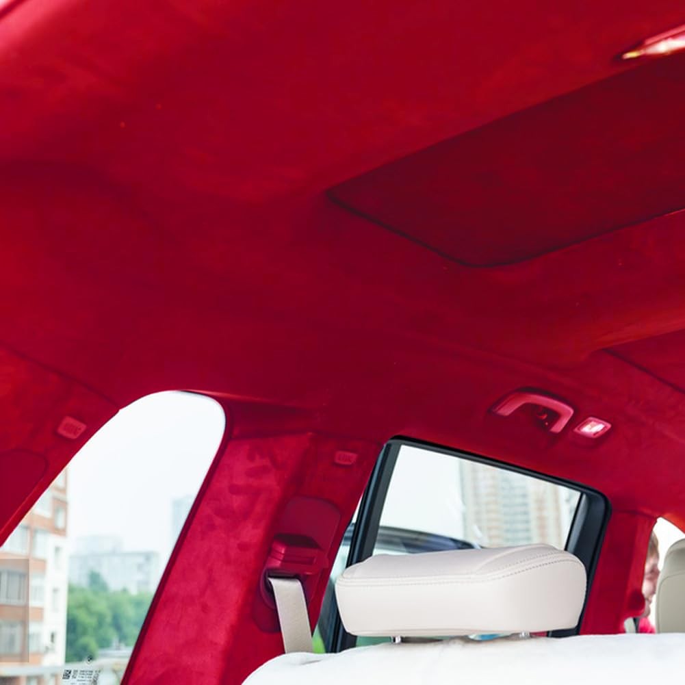 Suede Fabric Wrap Red Car Interior Dash Console Custom Decoration Cloth Sheet…