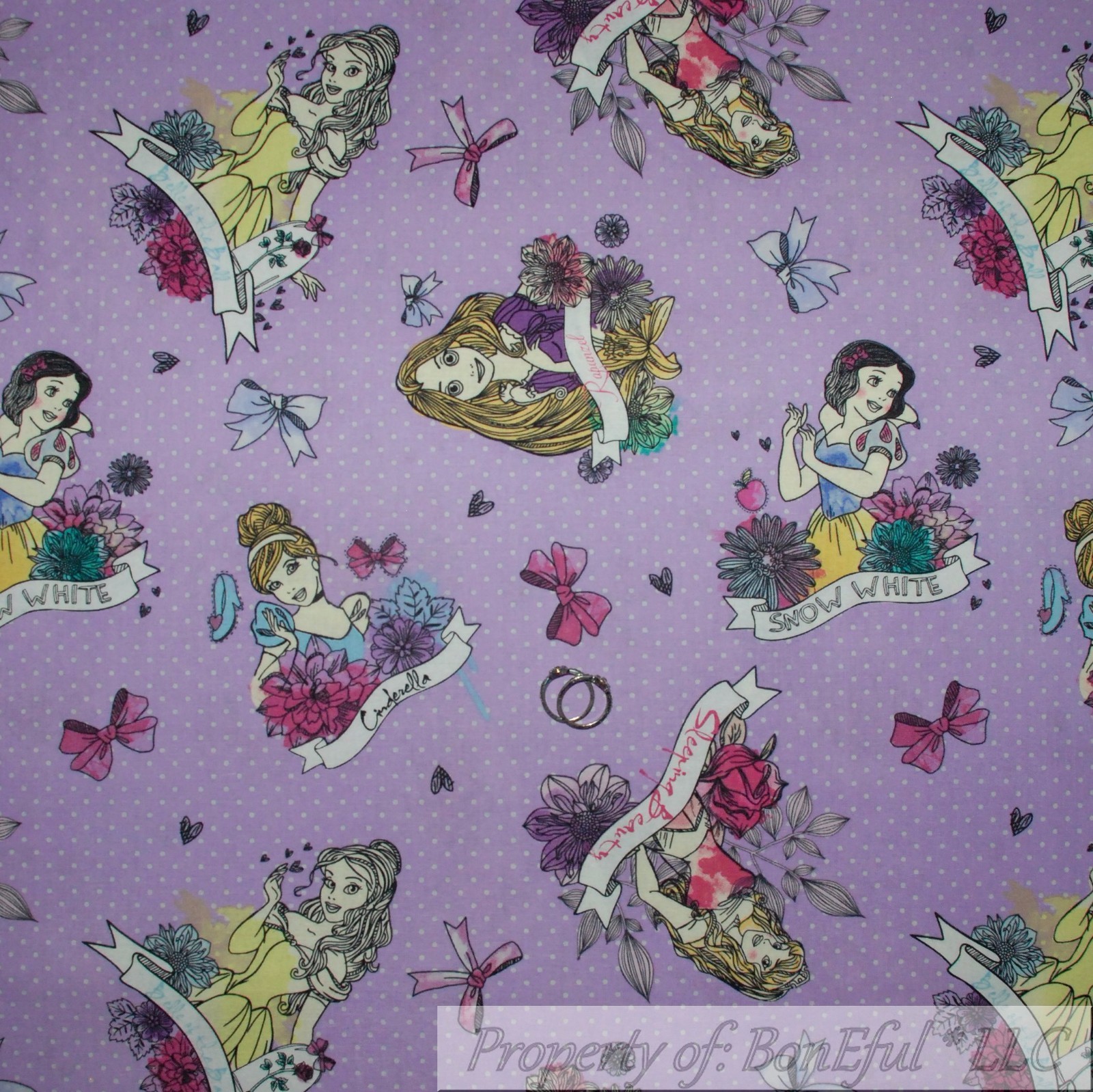 BonEful Fabric FQ Cotton Quilt Pastel Purple Girl White Flower Shabby Chic Mask