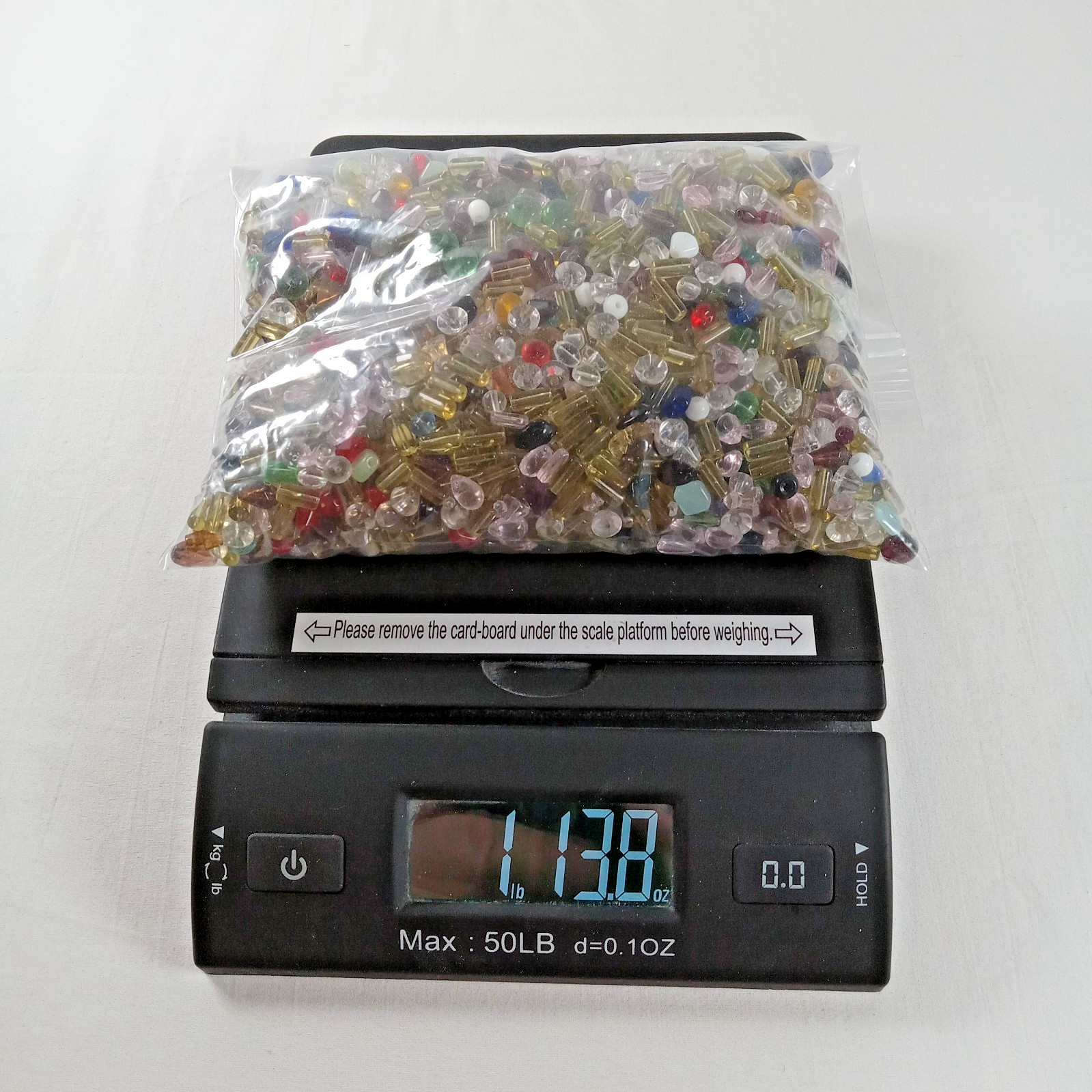 Almost 2 lbs of vintage assorted glass beads 5mm to 12mm assorted shapes colors