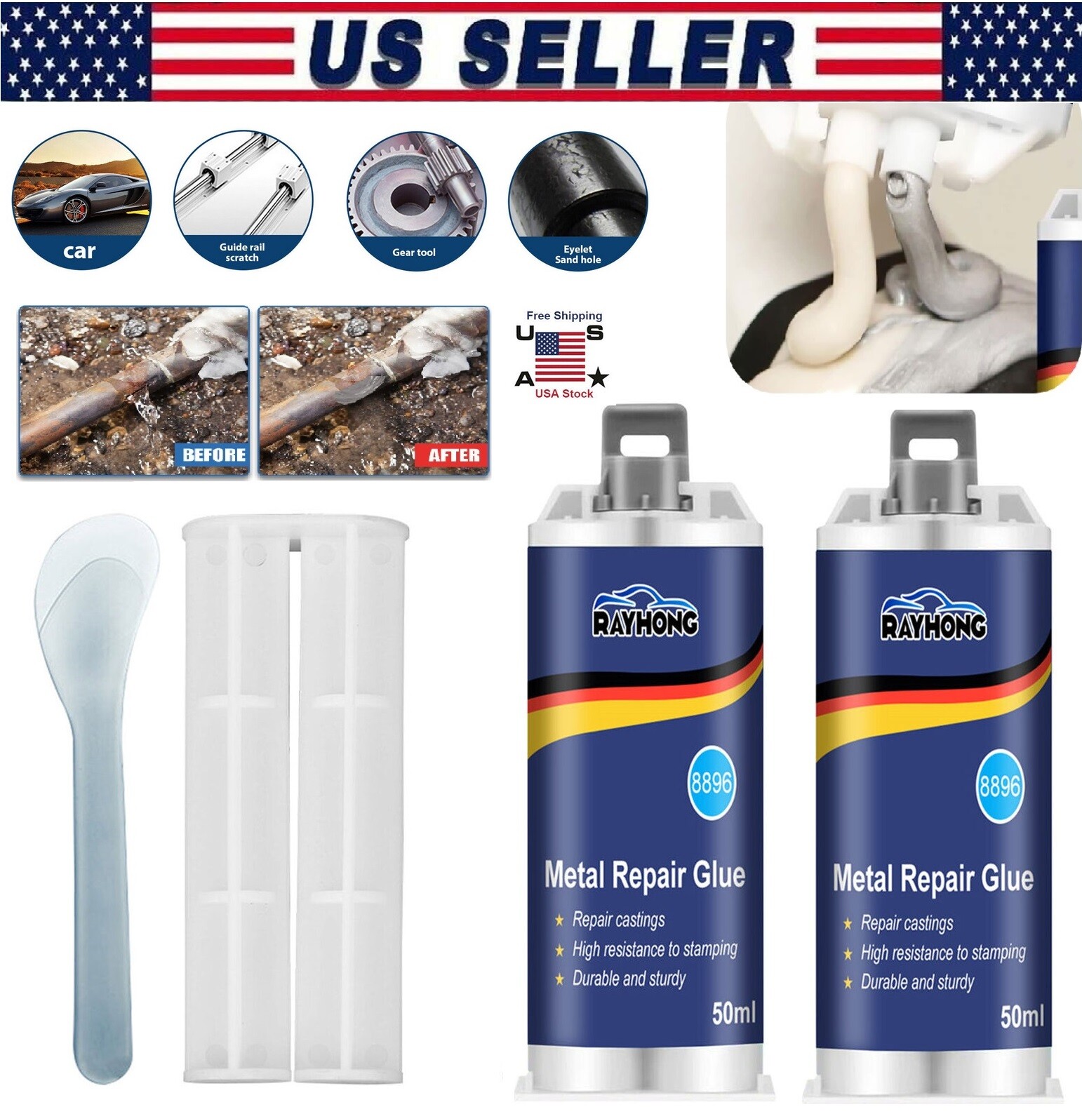 2 × Metal Repair Paste AB Casting Repair Glue Industrial Heat Cold Weld Sets USA