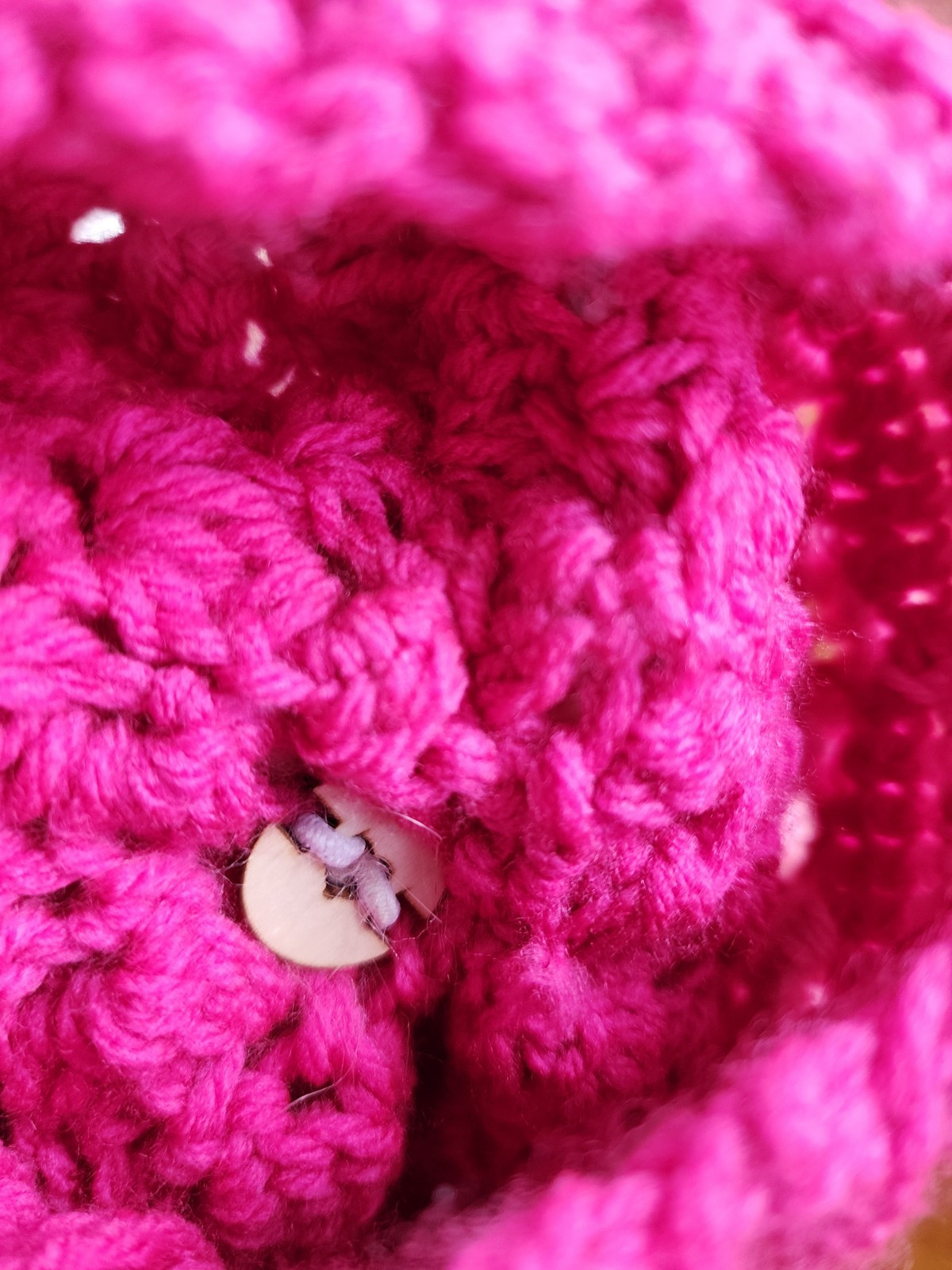 Crochet Handmade Pink Hearts Hat Beanie Faux Fur Removable Pom Pom Unisex Adult