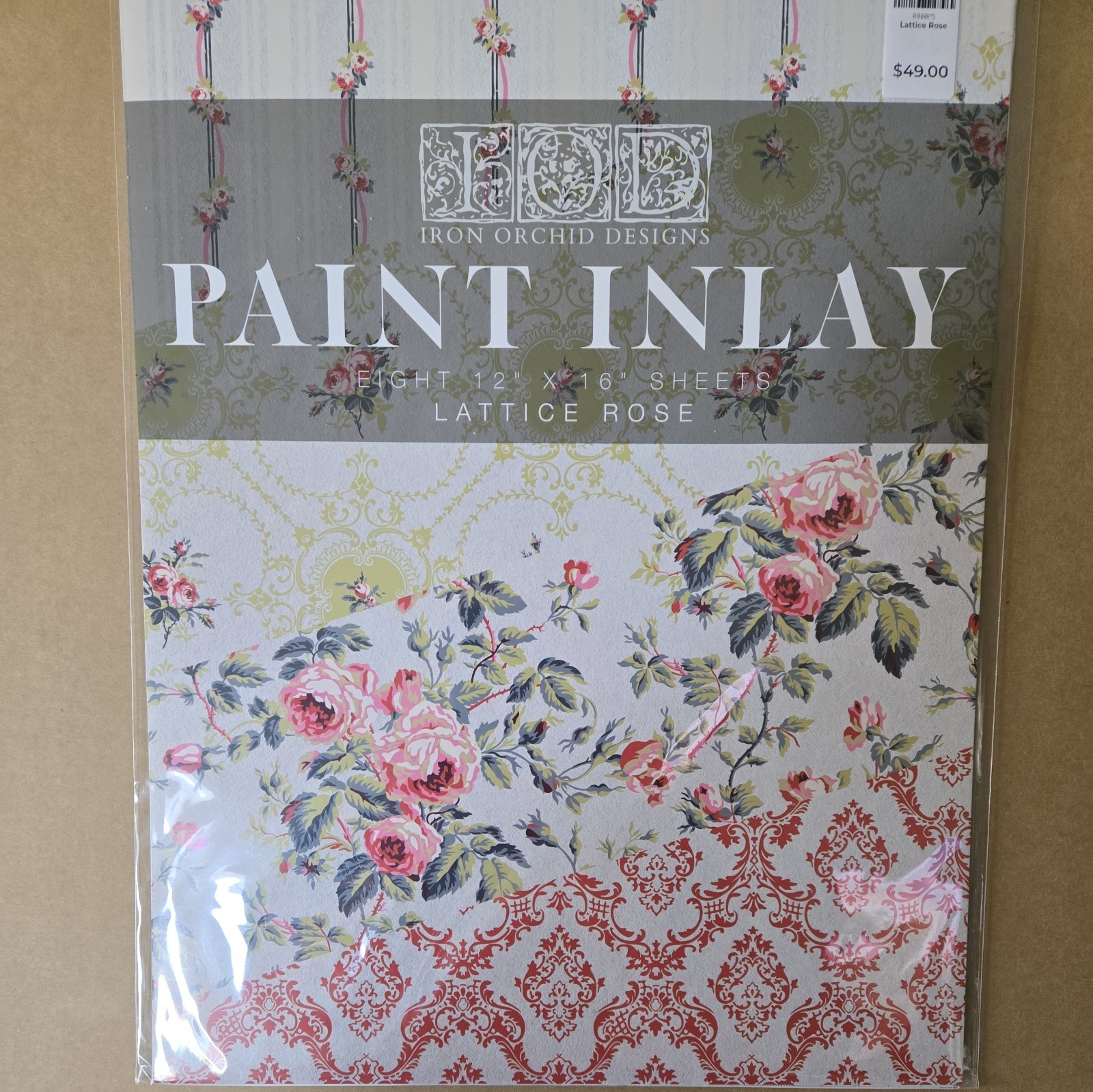 “Lattice Rose”, Iron Orchid Design Paint Inlay