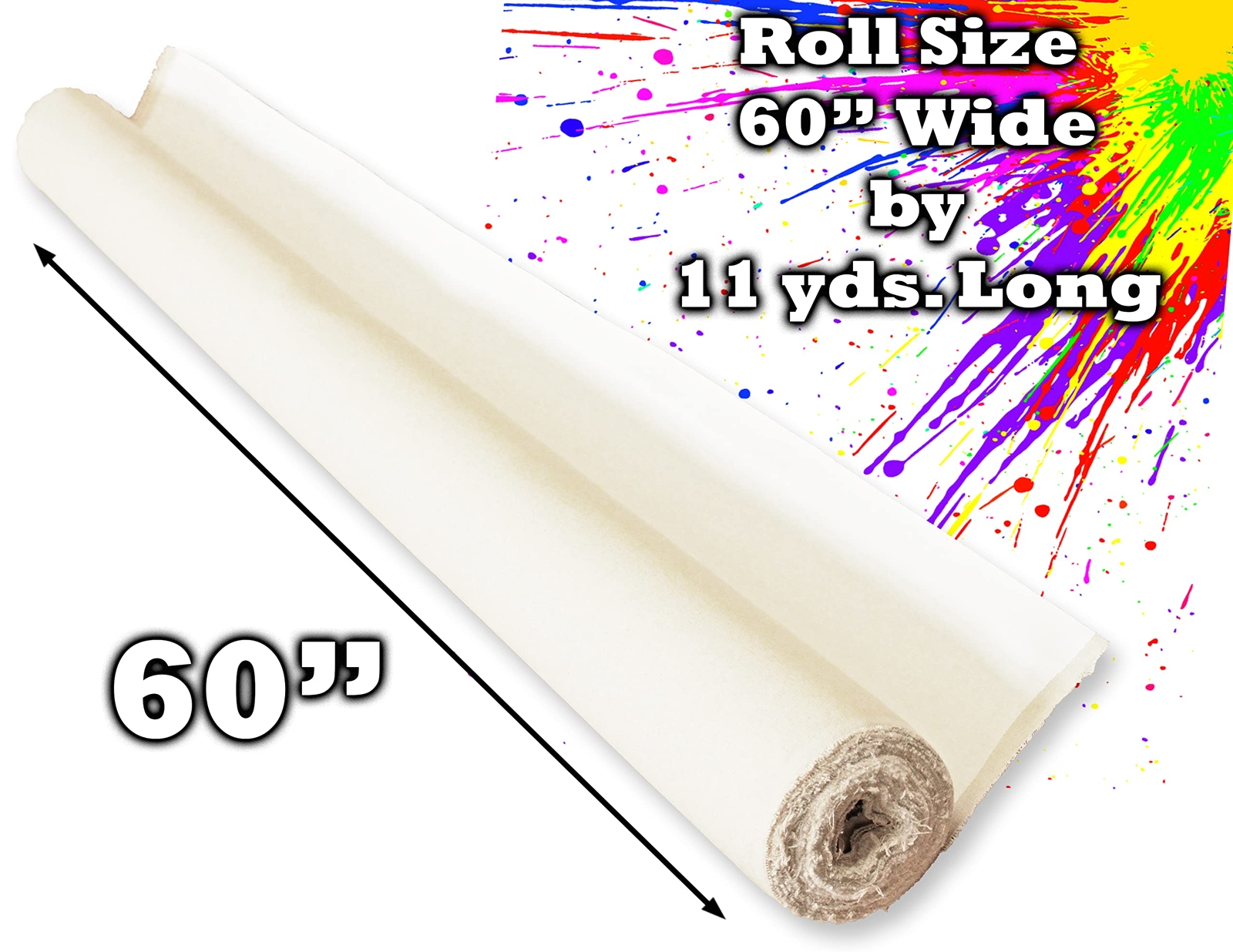 60″-84″ Artist Canvas Roll, Un/Primed, White/Black, Cotton/Linen Bulk Discount