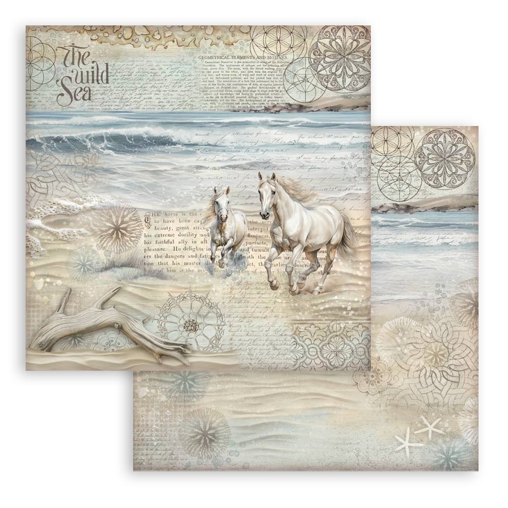 Stamperia SILENT SEA 8×8 Paper Pad 10 Sheets Mixed Media Beach Nautical SBBS125