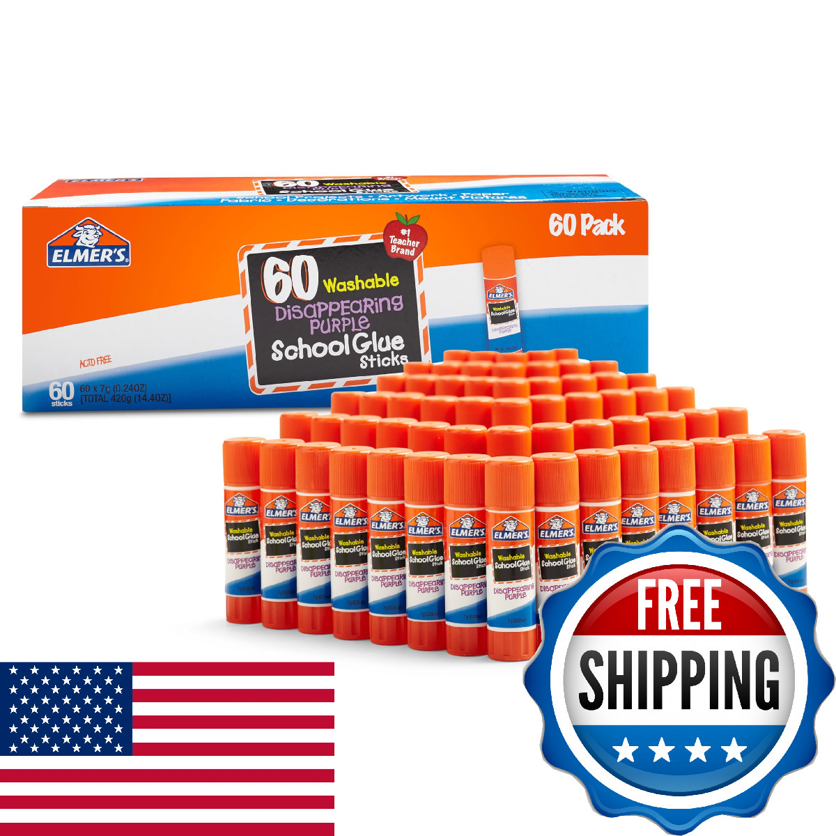 Elmer’S Elmers Disappearing Purple School Glue Sticks Washable 7 Grams 60 –