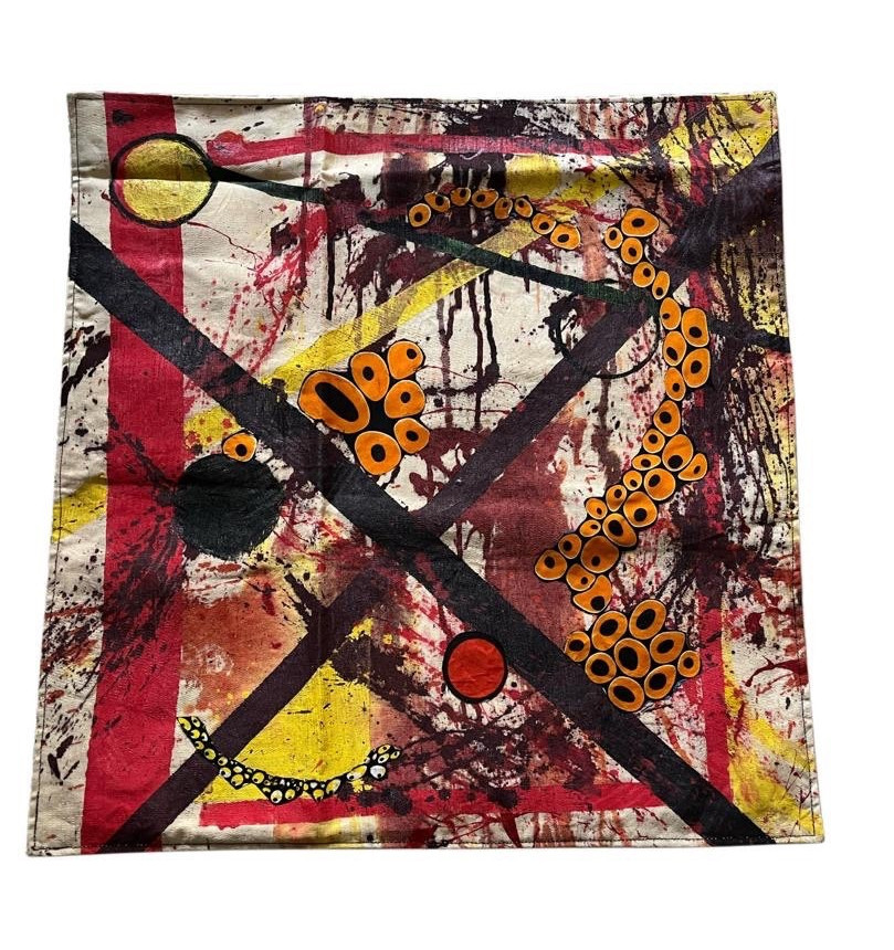 Hand painted Multicolor Abstract Art Print Square Throw Pillowcase.