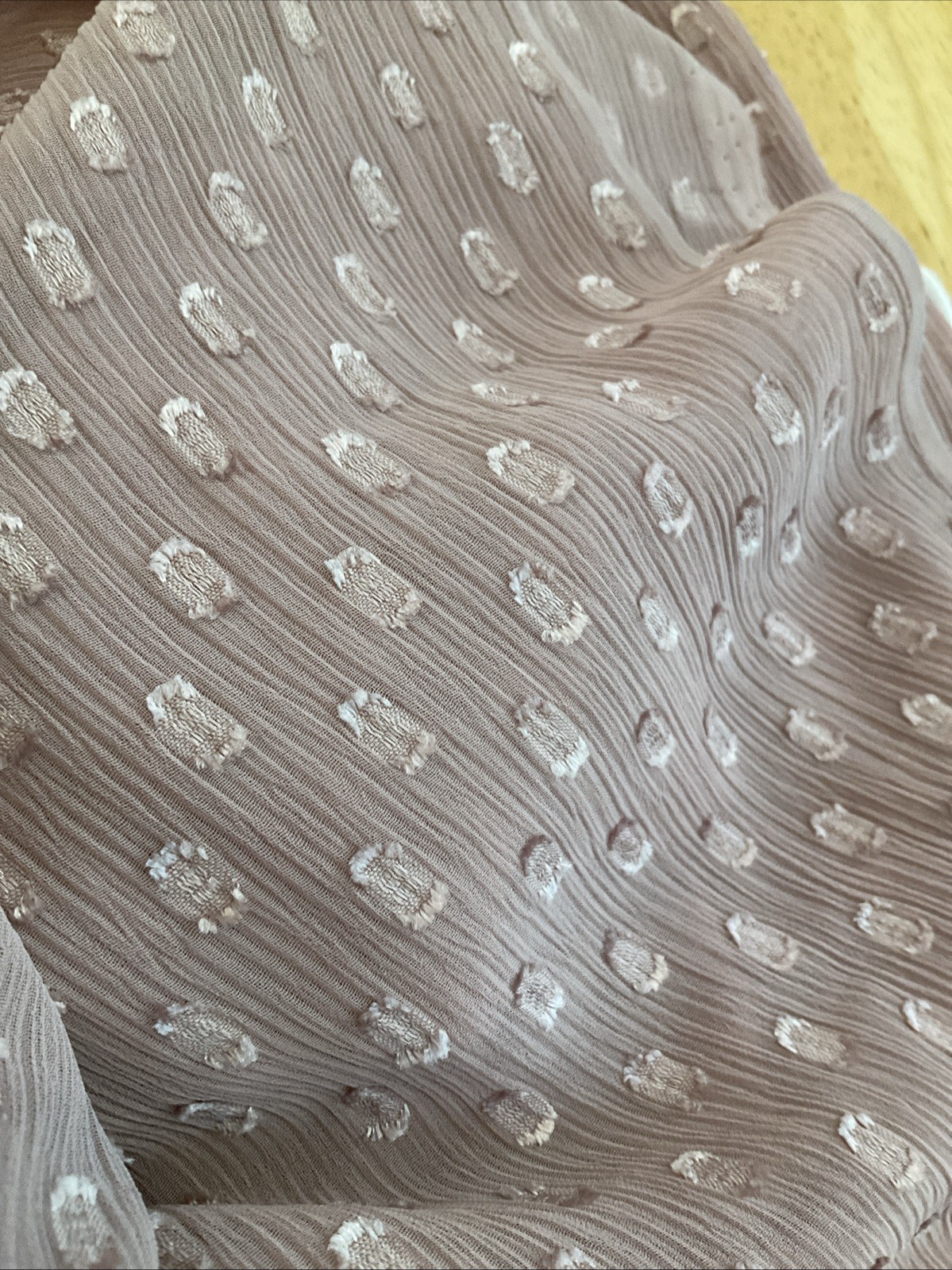 44” X 3yds Sheer Dress Taupe Color Textured Fabric