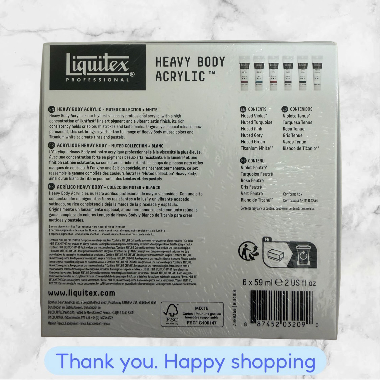 Liquitex Professional Heavy Body Acrylic Set 6x59ml Muted Collection + White NEW