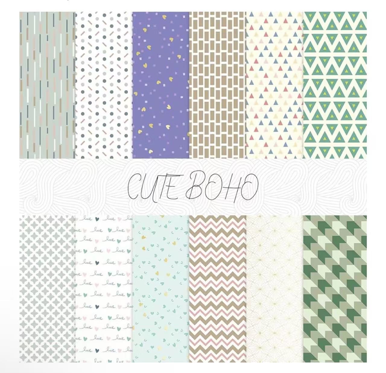 Boho Scrapbook Paper 12×12 180G Double-Sided Decorative Paper for Scrapbooking,