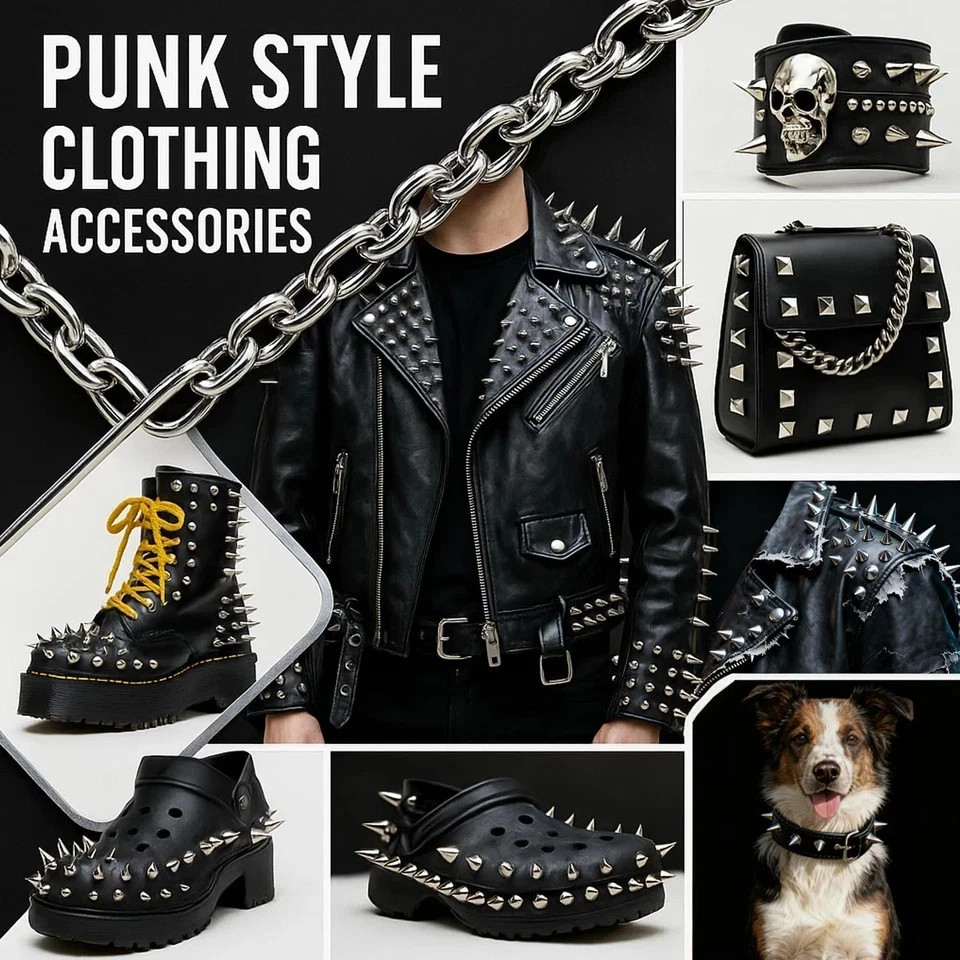 455PCS Punk Spikes and Studs Kit for Clothing, 12 Sizes Premium Metal Cone Spike