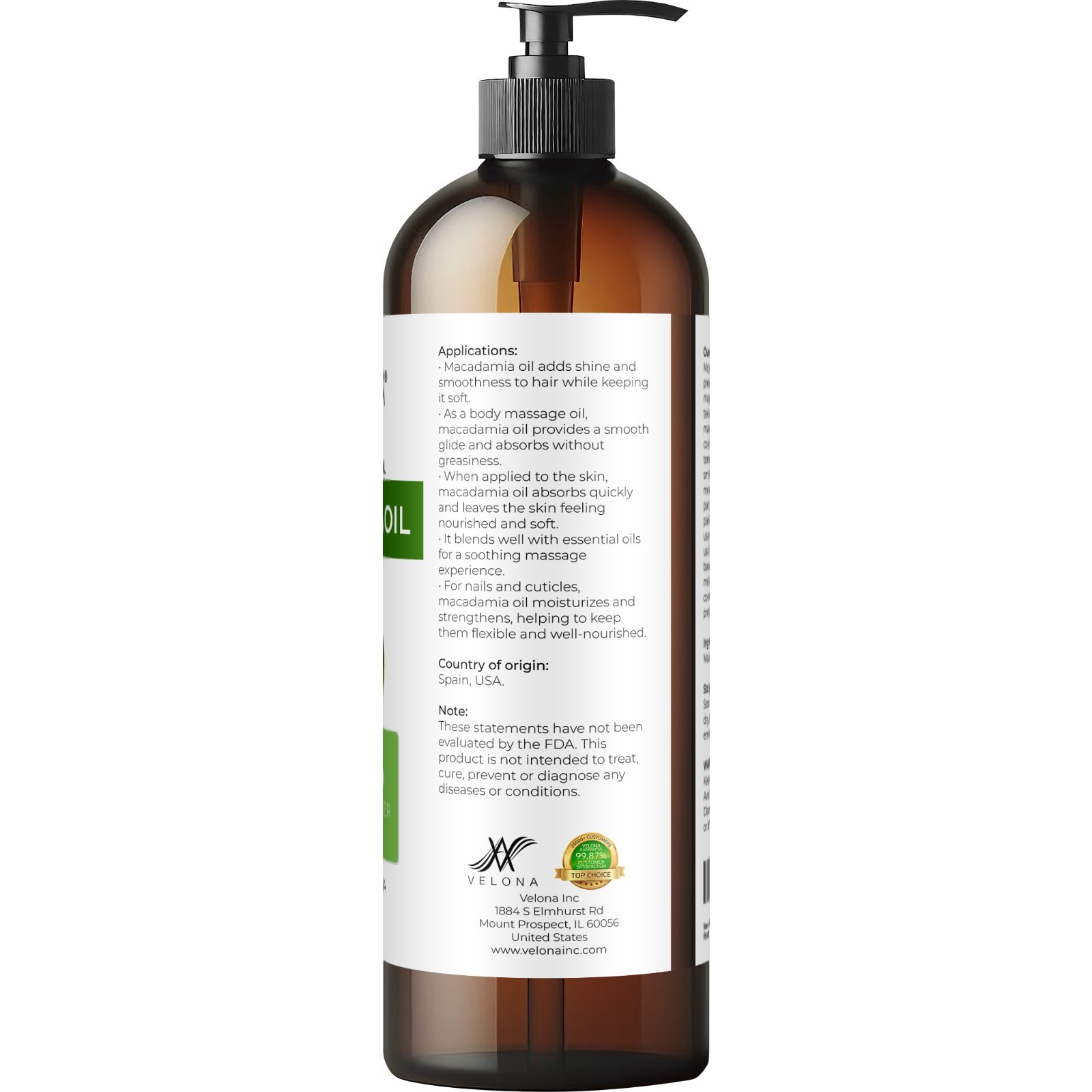 Macadamia Nut Oil By Velona 2oz-7lb Refined Expeller pressed Skin Hair Body Face