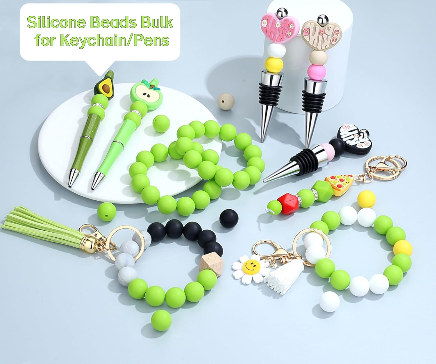 120PCS Silicone Beads, 20 Colors 15mm Silicone Bead Bulk for Keychain Bracelet P