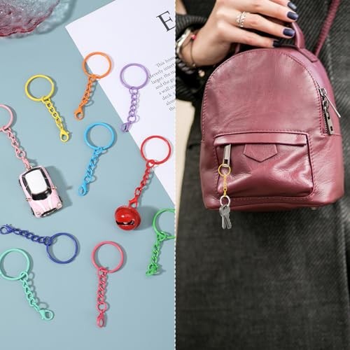 30 Pcs Keychain Rings for Crafts 10 Colors Bulk Metal Keychain Cute Keychains