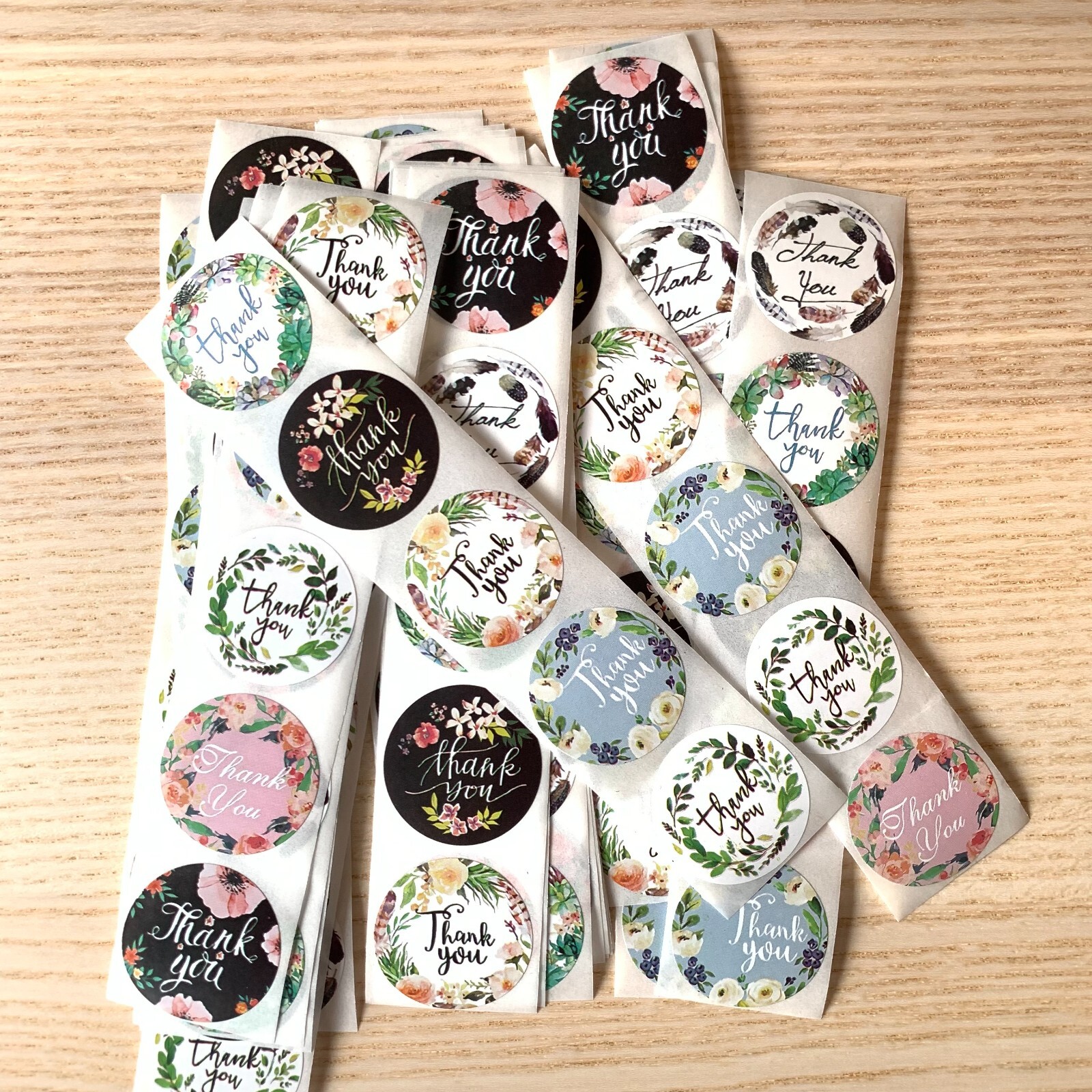 15Pcs Thank You Stickers Seal Labels Flower Craft Packaging Sticker Sealing