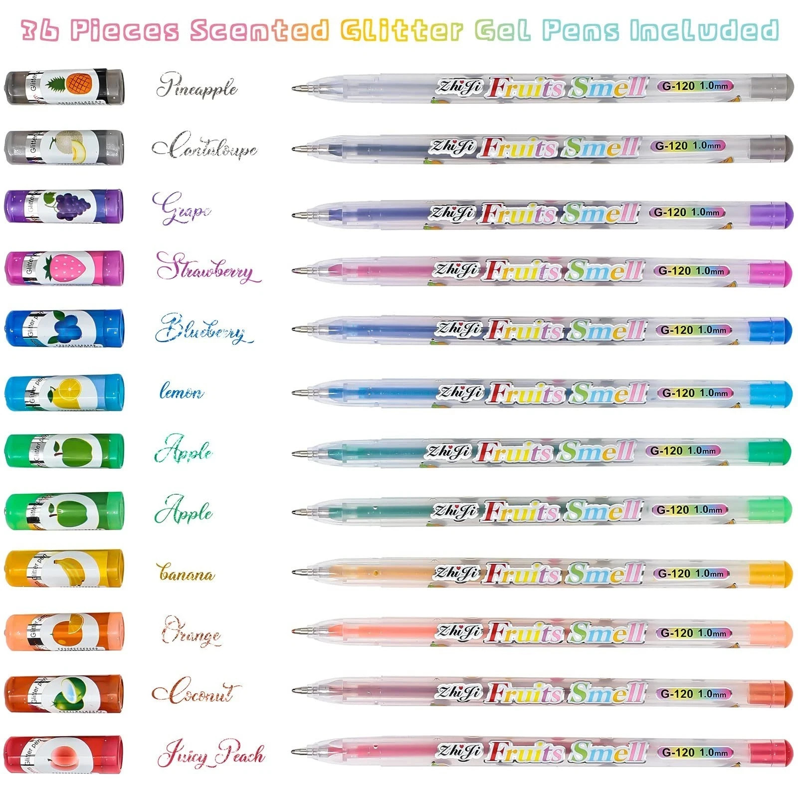 Spakon 36 Pcs Scented Glitter Gel Pens for Kids, Cute Coloring Smooth Writing…