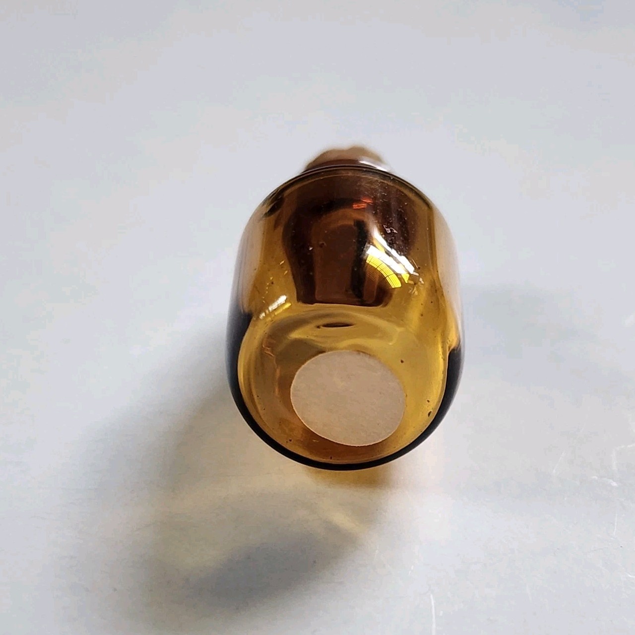 13/16″ Miniature Glass Bottle Amber Round Mini Dollhouse Kitchen Item Corked