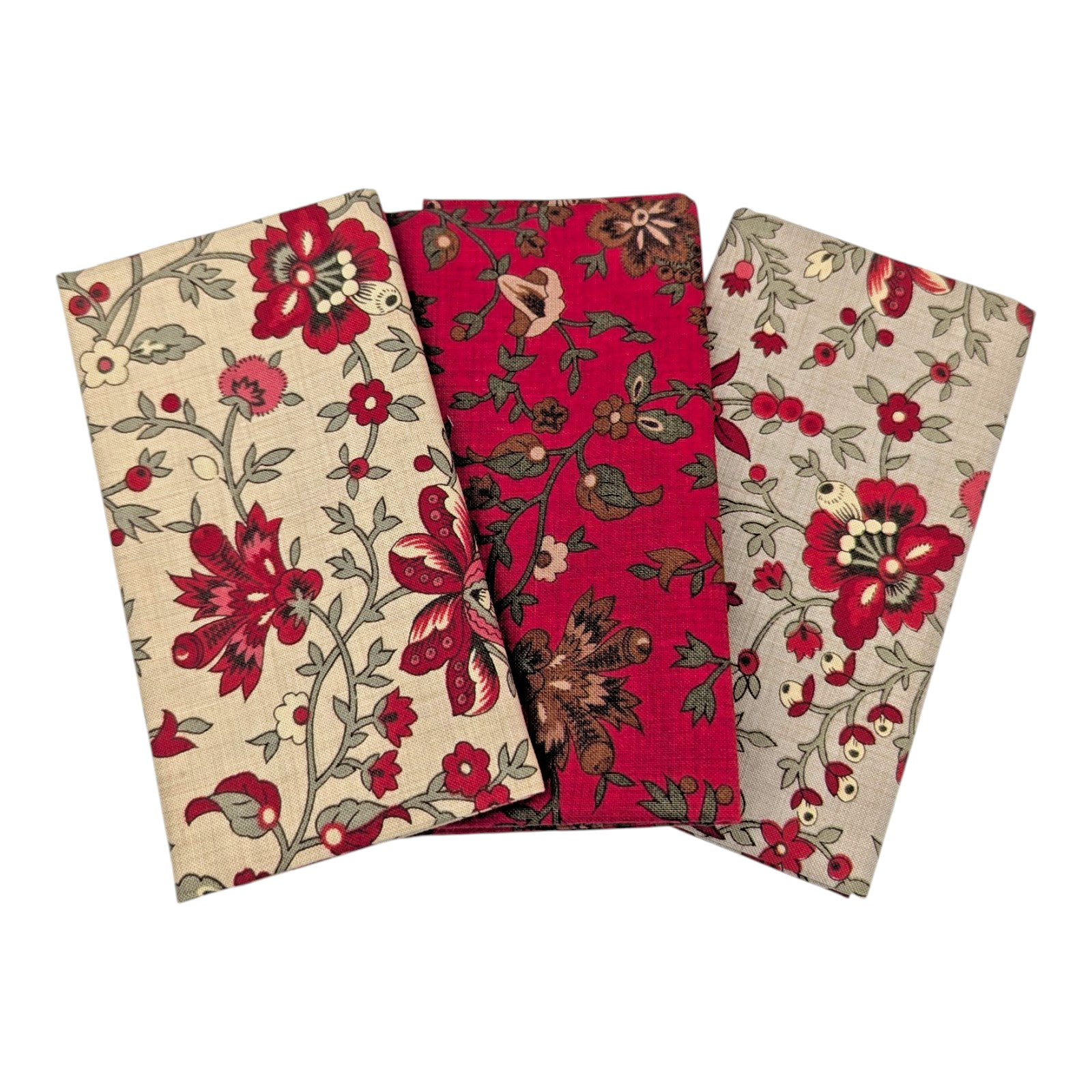 Moda French General 17 Fat Quarter Fabric Bundle Lot Esprit De Noel Red/Beige