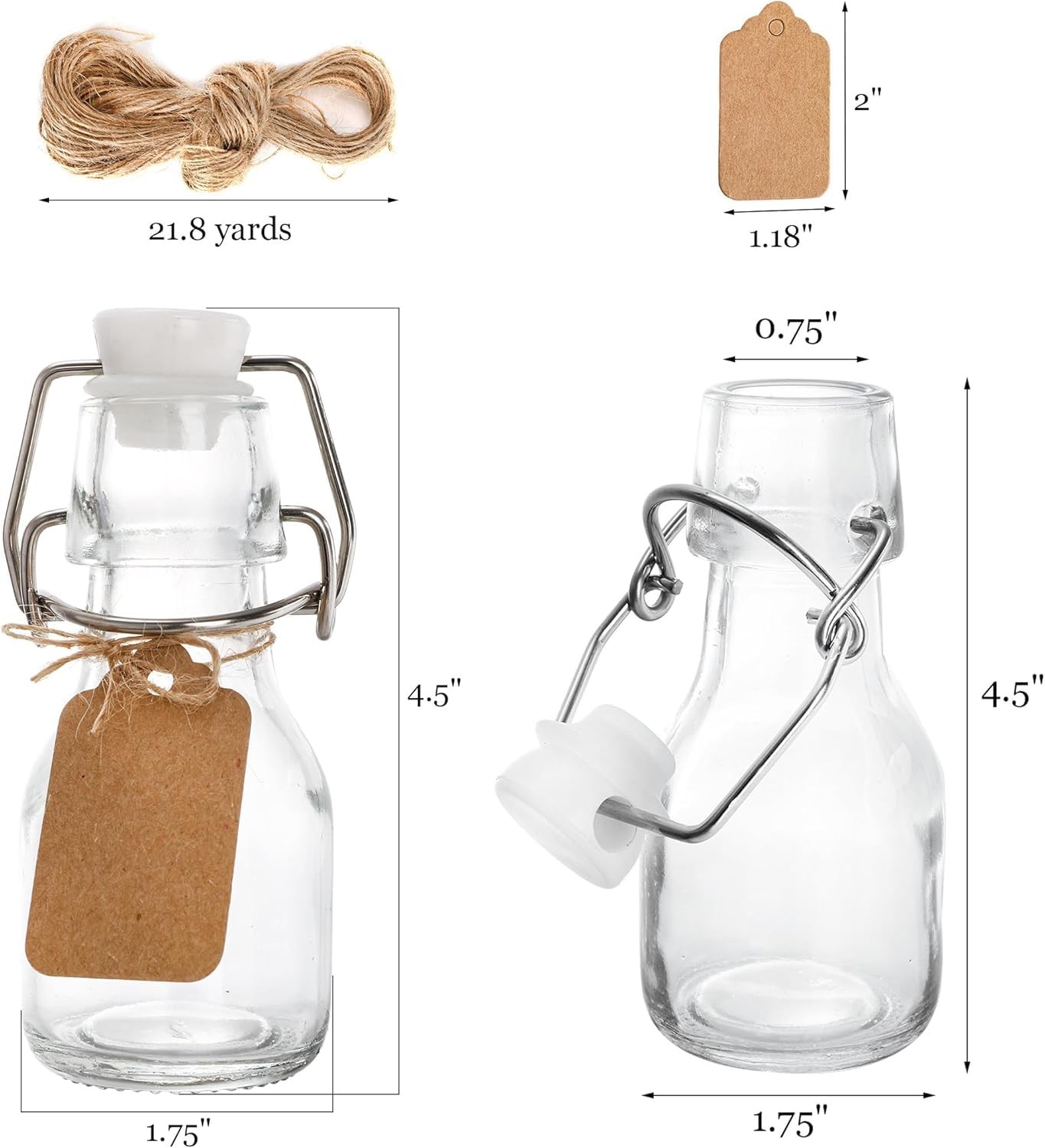 30 Pack 2 oz Swing Top Glass Bottles, Small Glass Bottles with Airtight Lids