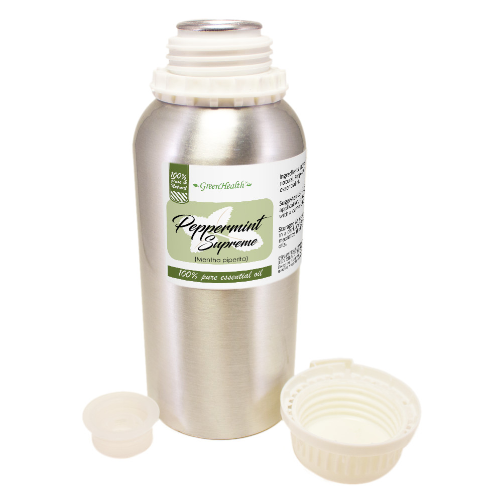 16 fl oz Peppermint Supreme (Mentha piperita) Essential Oil in Aluminum Bottle