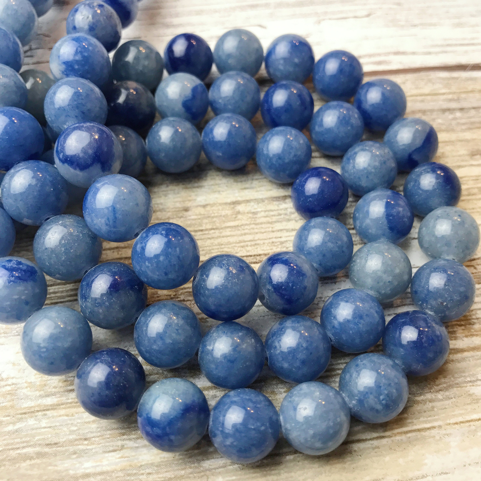 Blue Aventurine Smooth Round Beads 4mm 6mm 8mm 10mm 15.5″ Strand