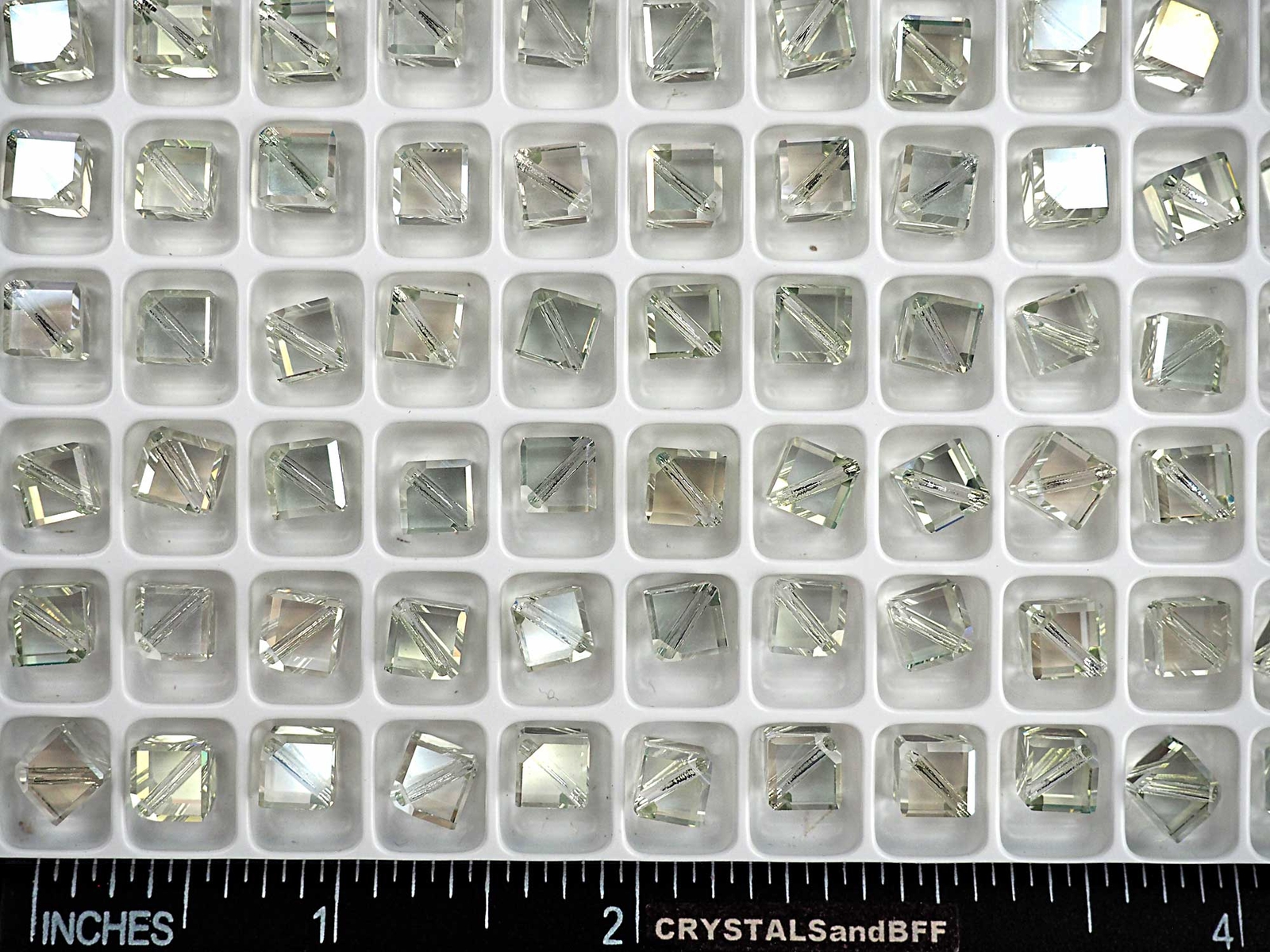 Crystal Viridian Preciosa Czech Machine Cut Diagonal Cube #002 Beads 6mm 12pcs